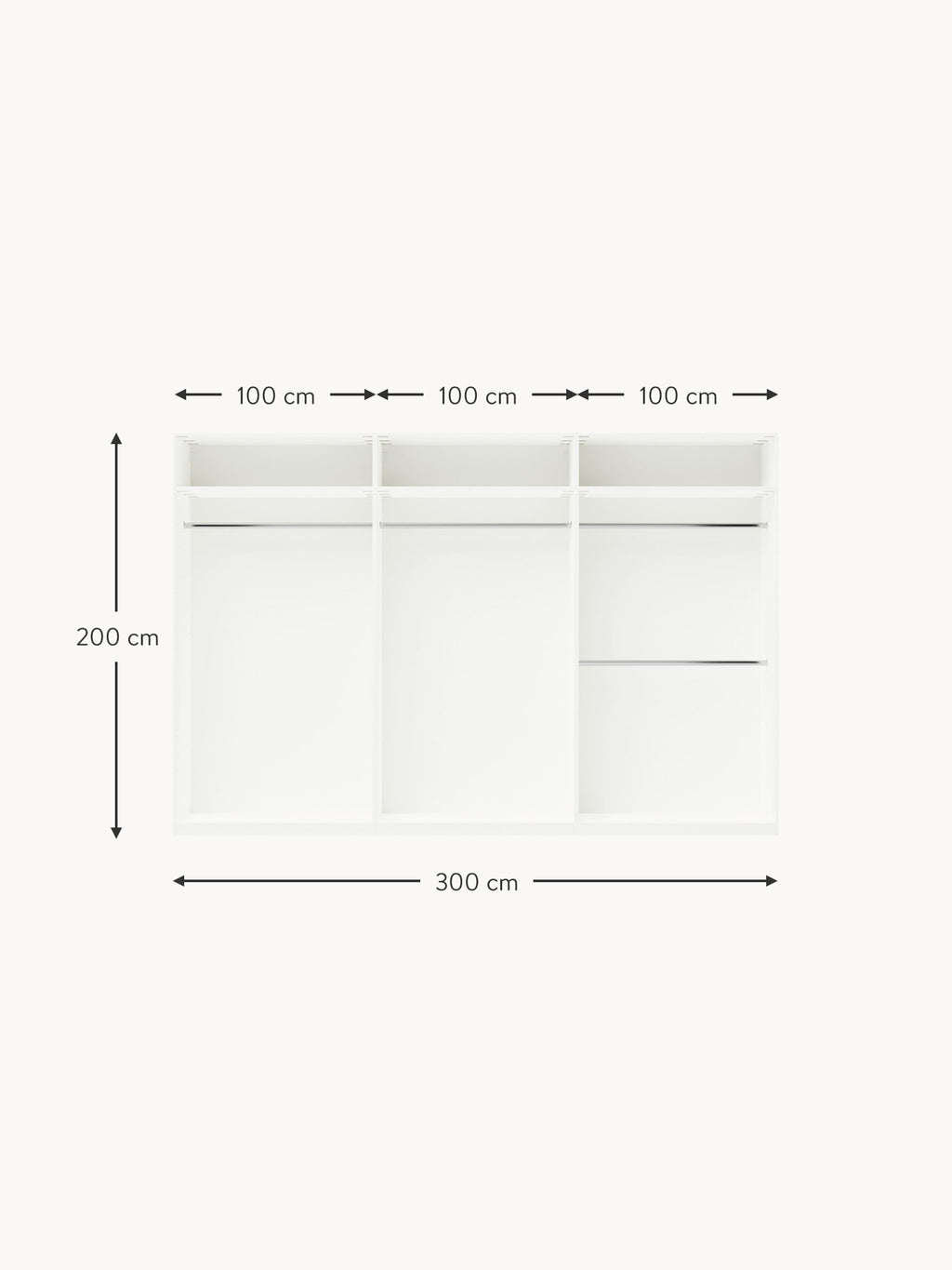 Simone Modular Revolving Door Wardrobe, 300 cm Wide, in various sizes