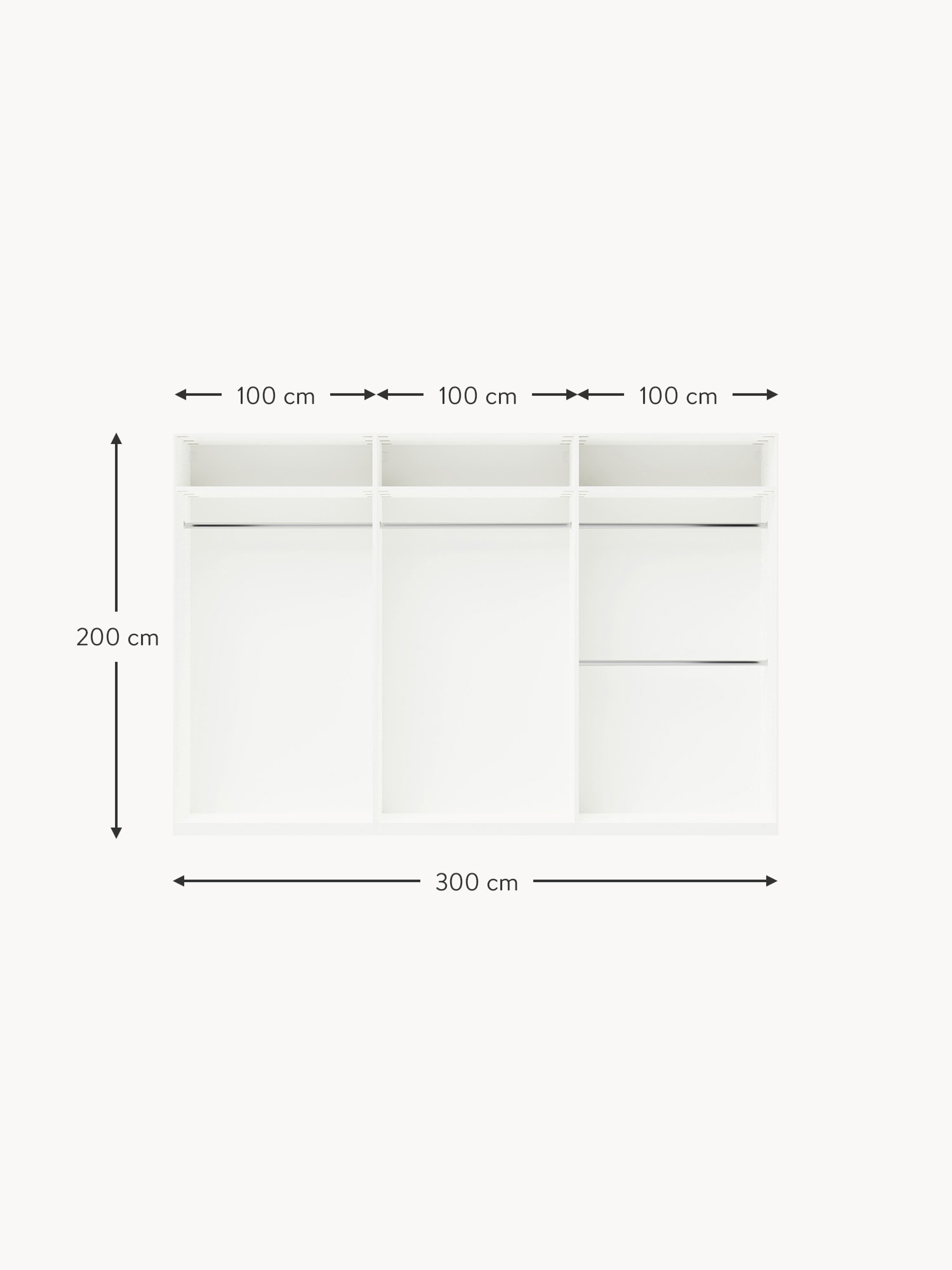 Simone Modular Revolving Door Wardrobe, 300 cm Wide, in various sizes