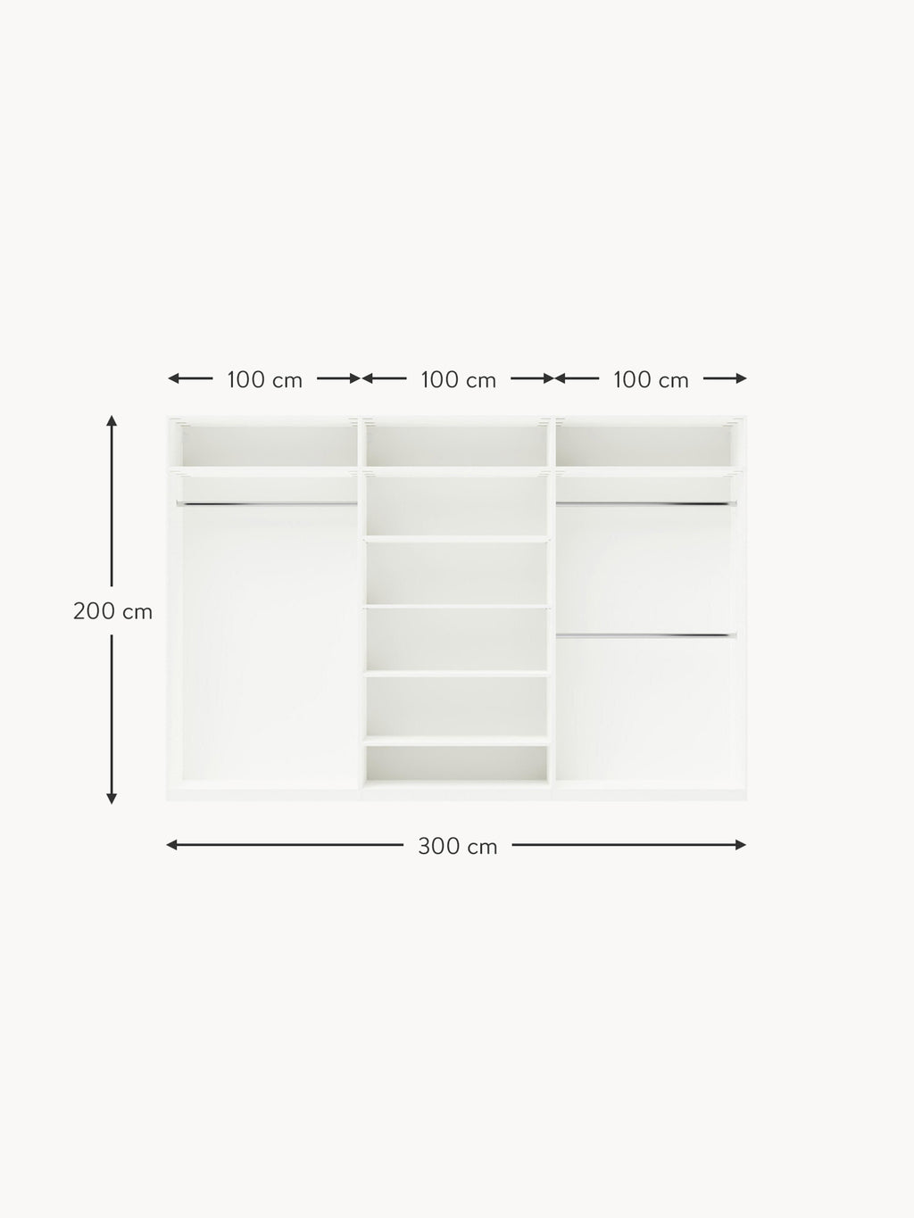 Simone Modular Revolving Door Wardrobe, 300 cm Wide, in various sizes
