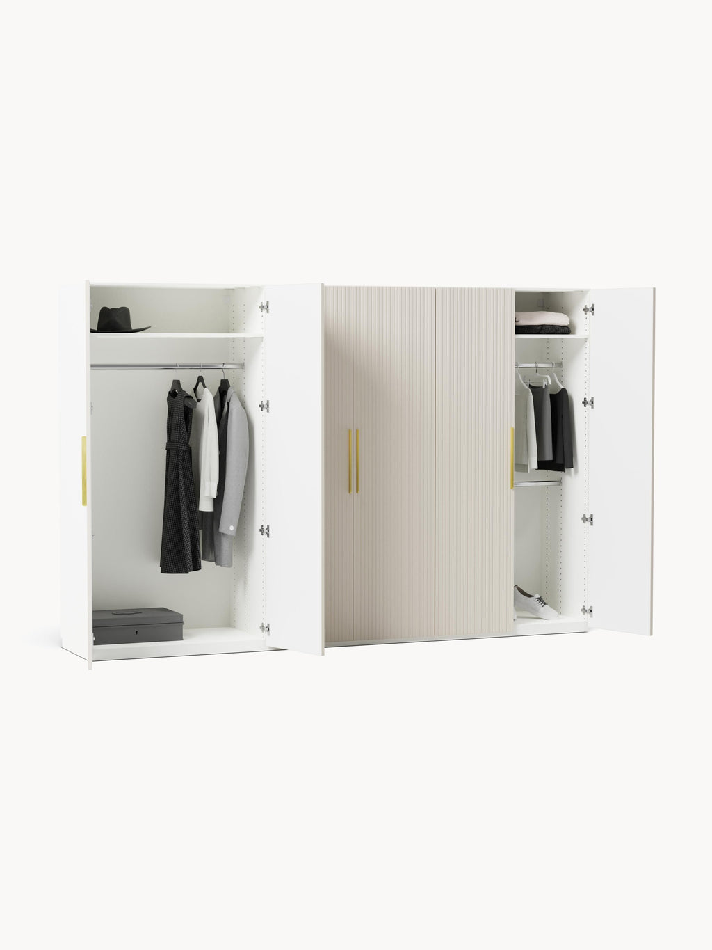 Simone Modular Revolving Door Wardrobe, 300 cm Wide, in various sizes