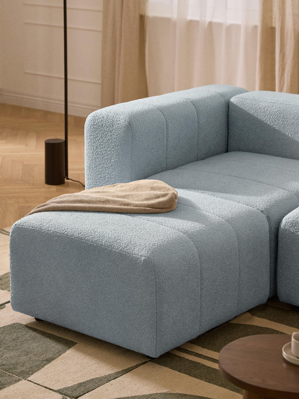 Lena Bouclé Modular Sofa (2-seater) with Ottoman (left/right)