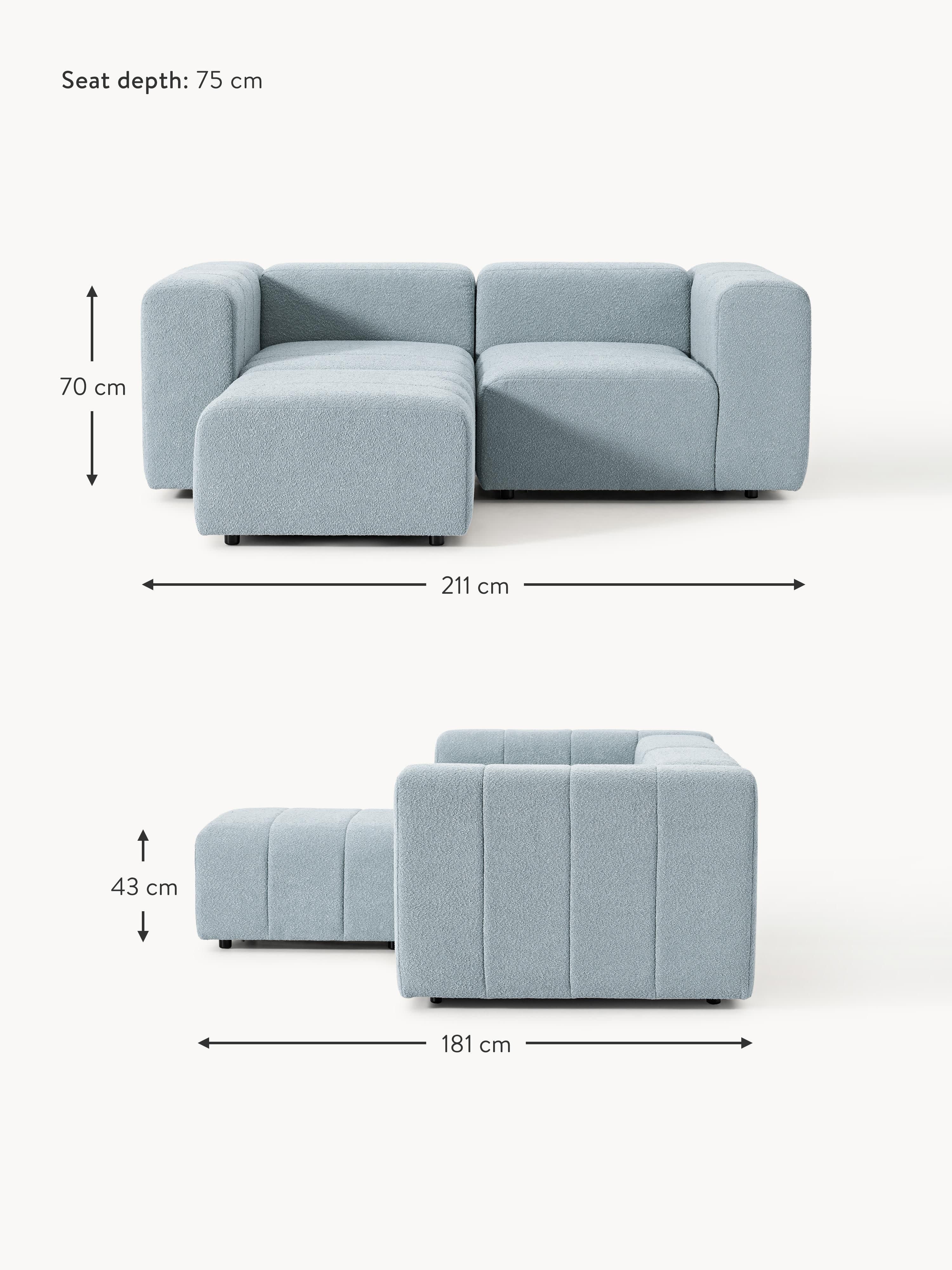 Lena Bouclé Modular Sofa (2-seater) with Ottoman (left/right)