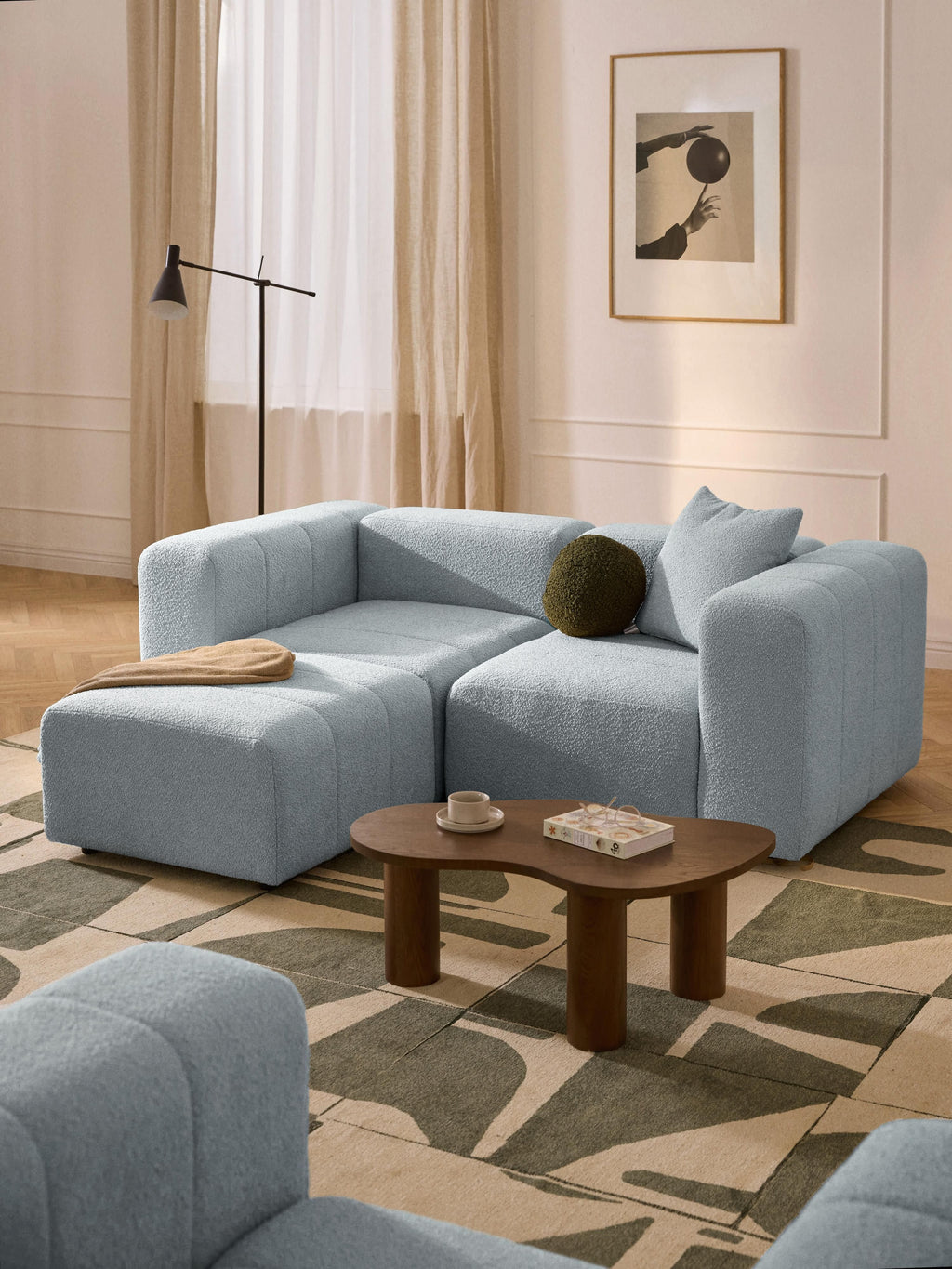 Lena Bouclé Modular Sofa (2-seater) with Ottoman (left/right)