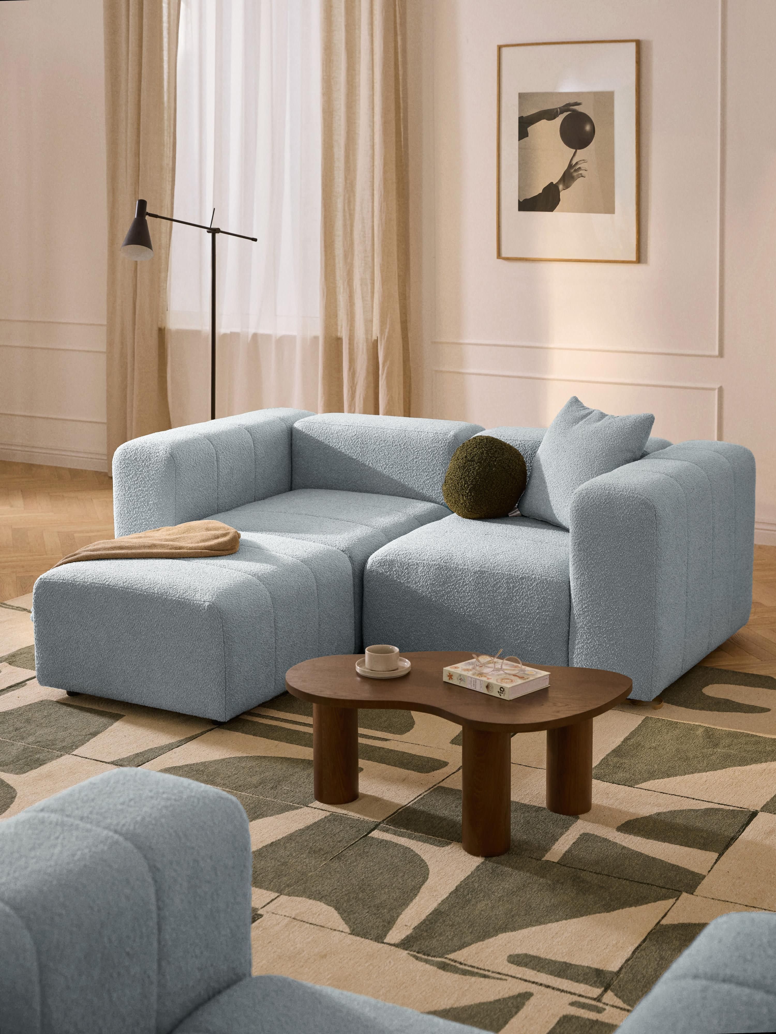Lena Bouclé Modular Sofa (2-seater) with Ottoman (left/right)