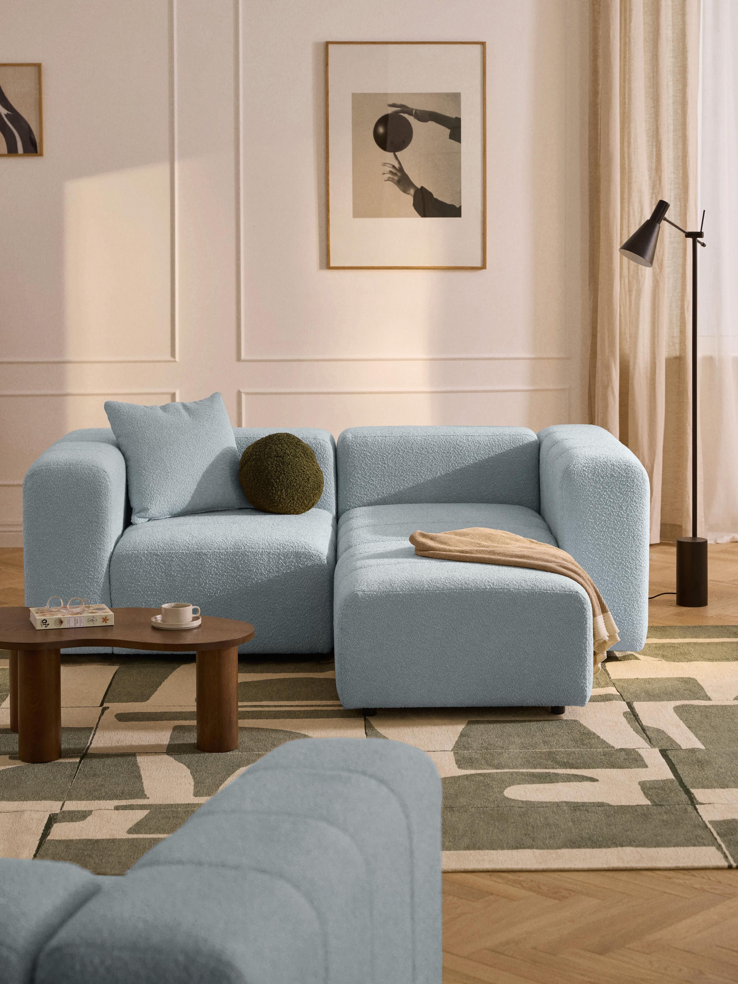 Lena Bouclé Modular Sofa (2-seater) with Ottoman (left/right)