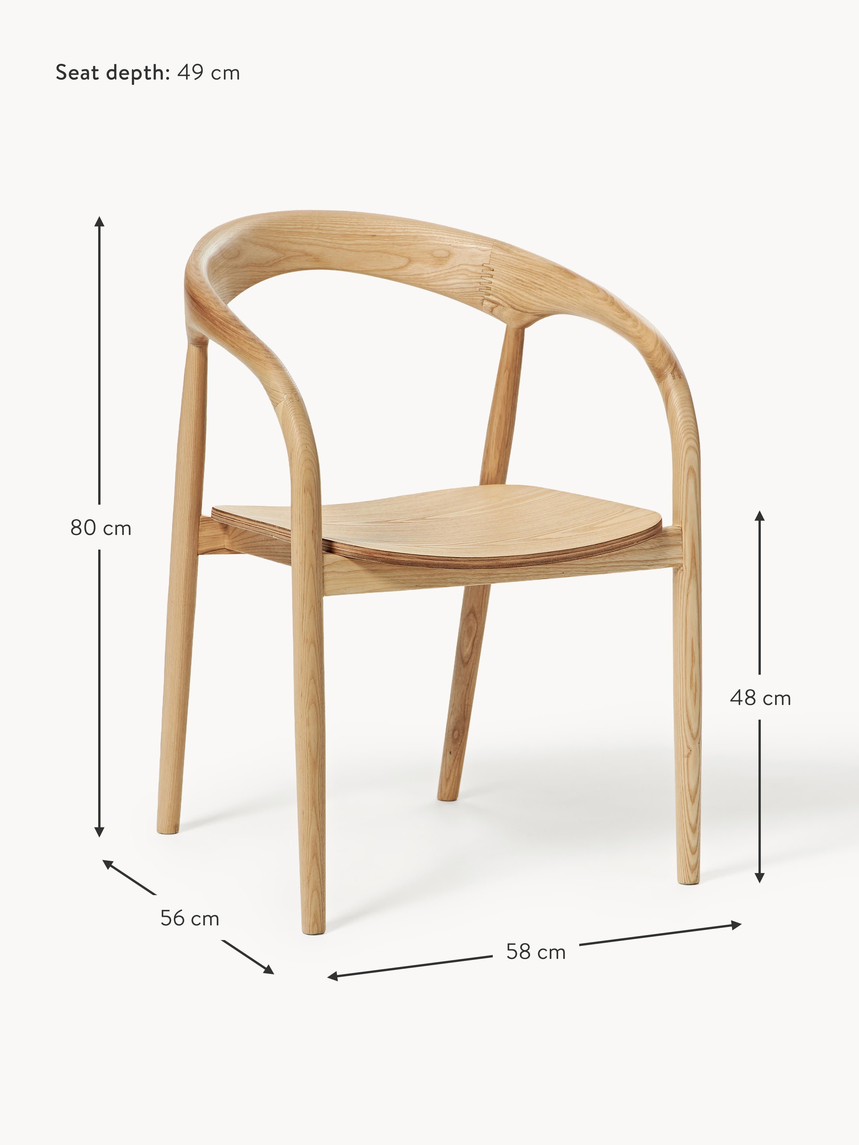 Camille Ash Wood Dining Chair with Armrests