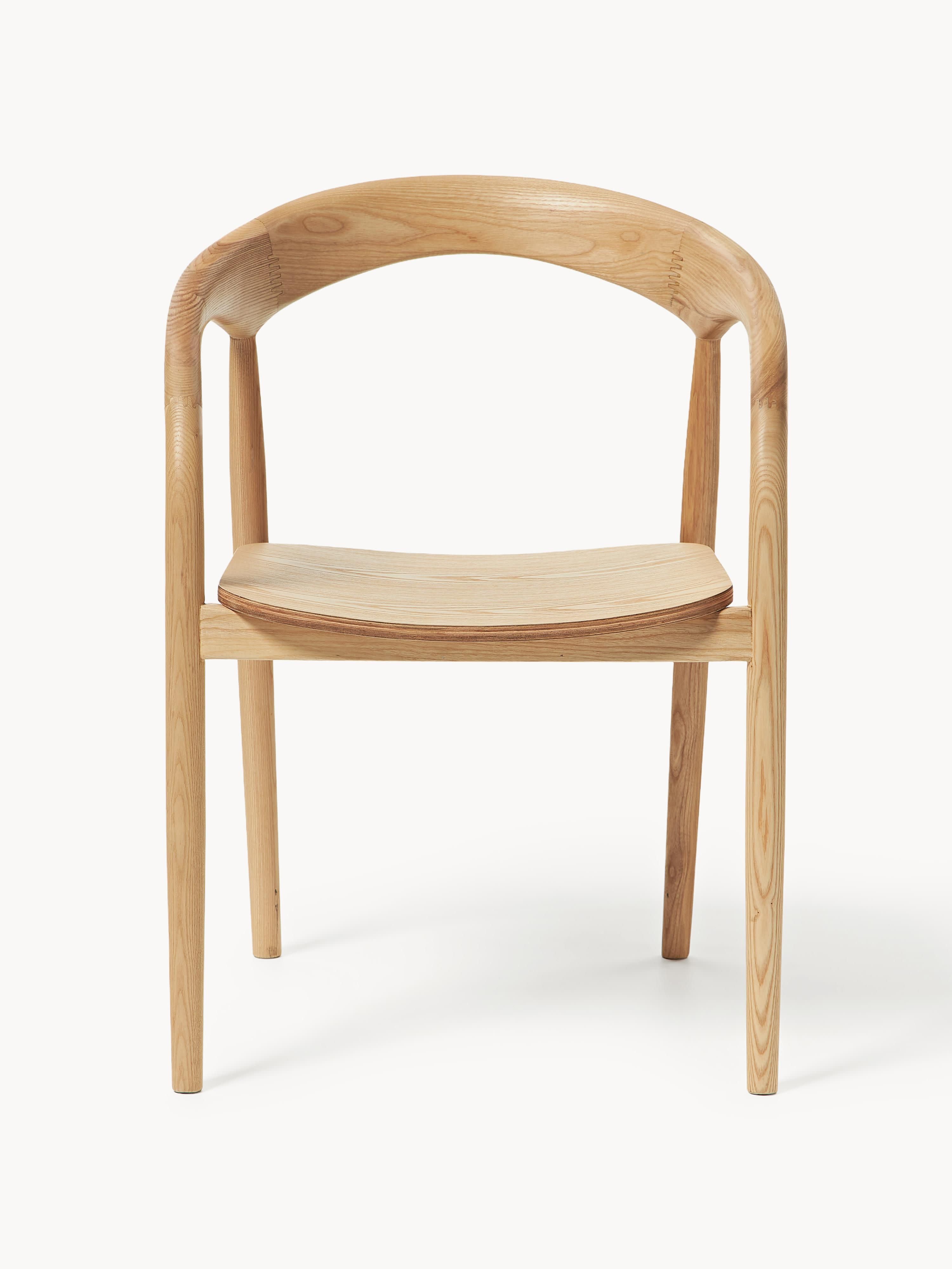 Camille Ash Wood Dining Chair with Armrests