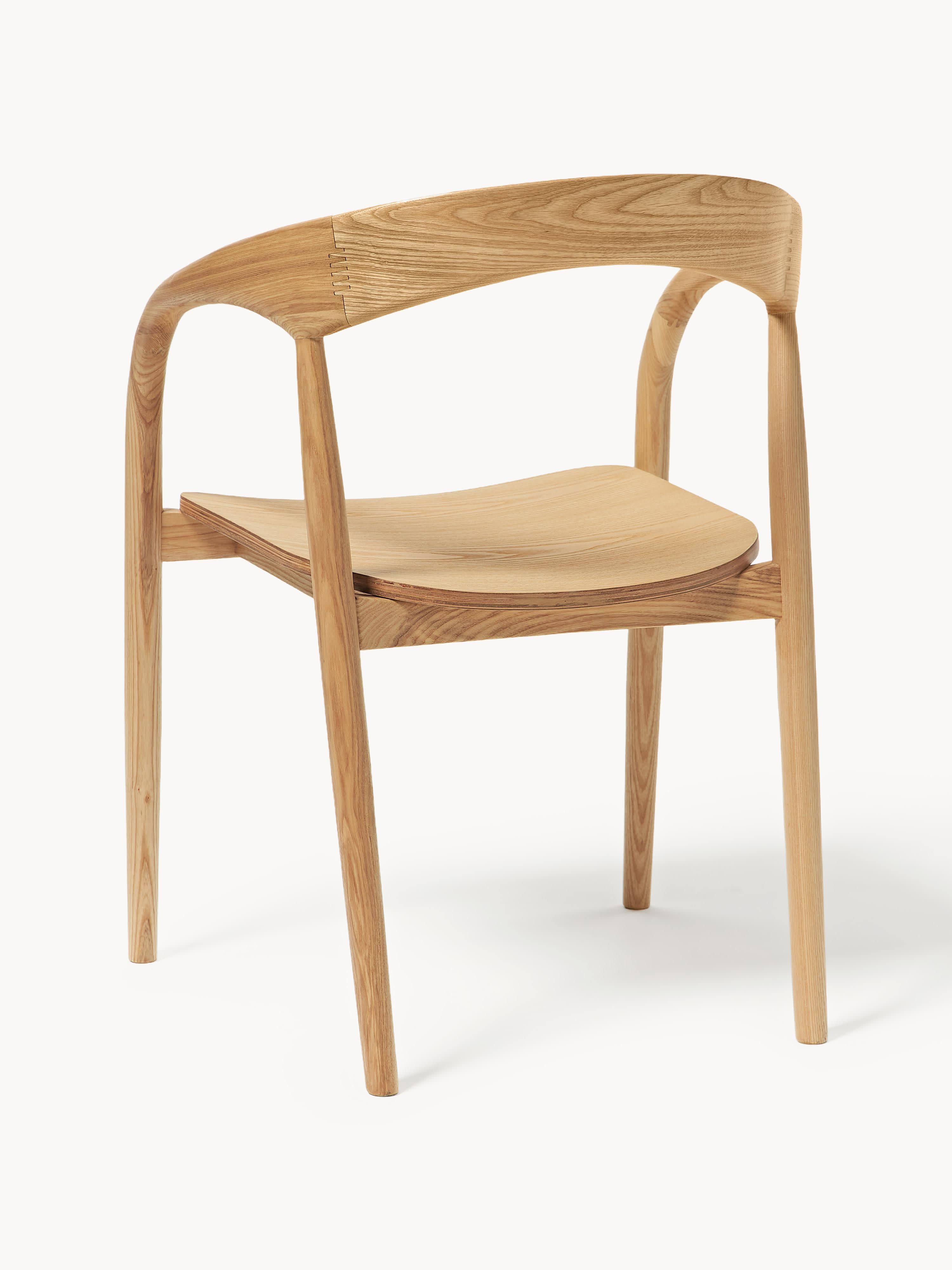 Camille Ash Wood Dining Chair with Armrests