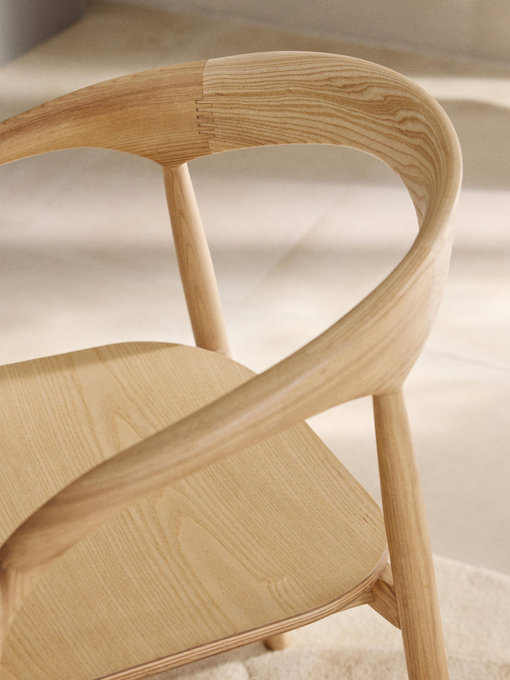 Camille Ash Wood Dining Chair with Armrests