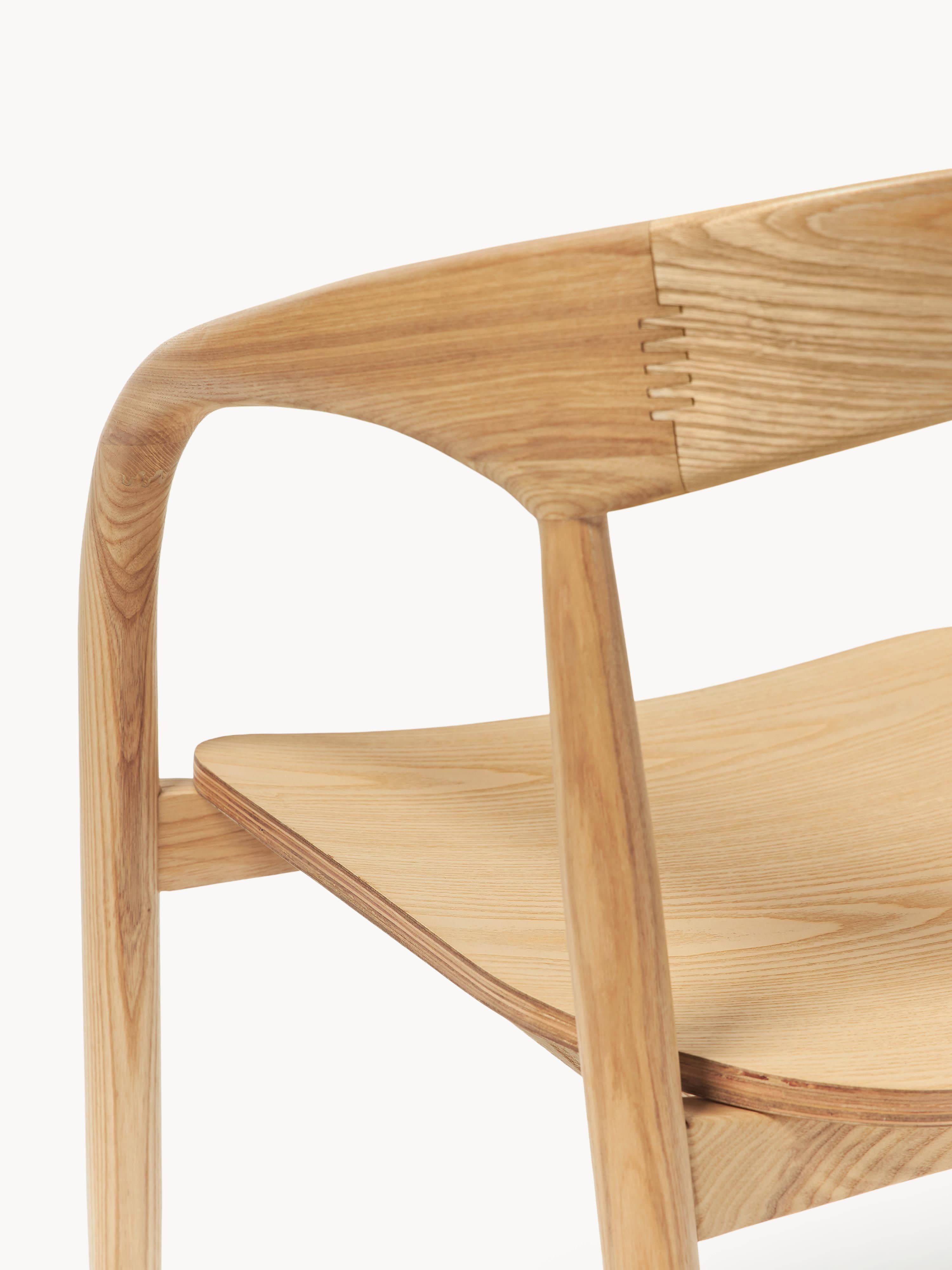 Camille Ash Wood Dining Chair with Armrests