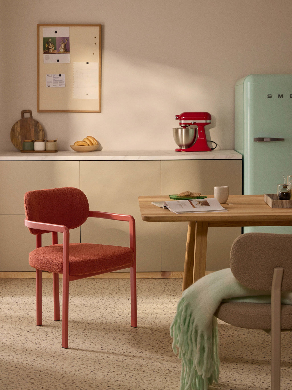Adrien Upholstered Bouclé Dining Chair with Armrests