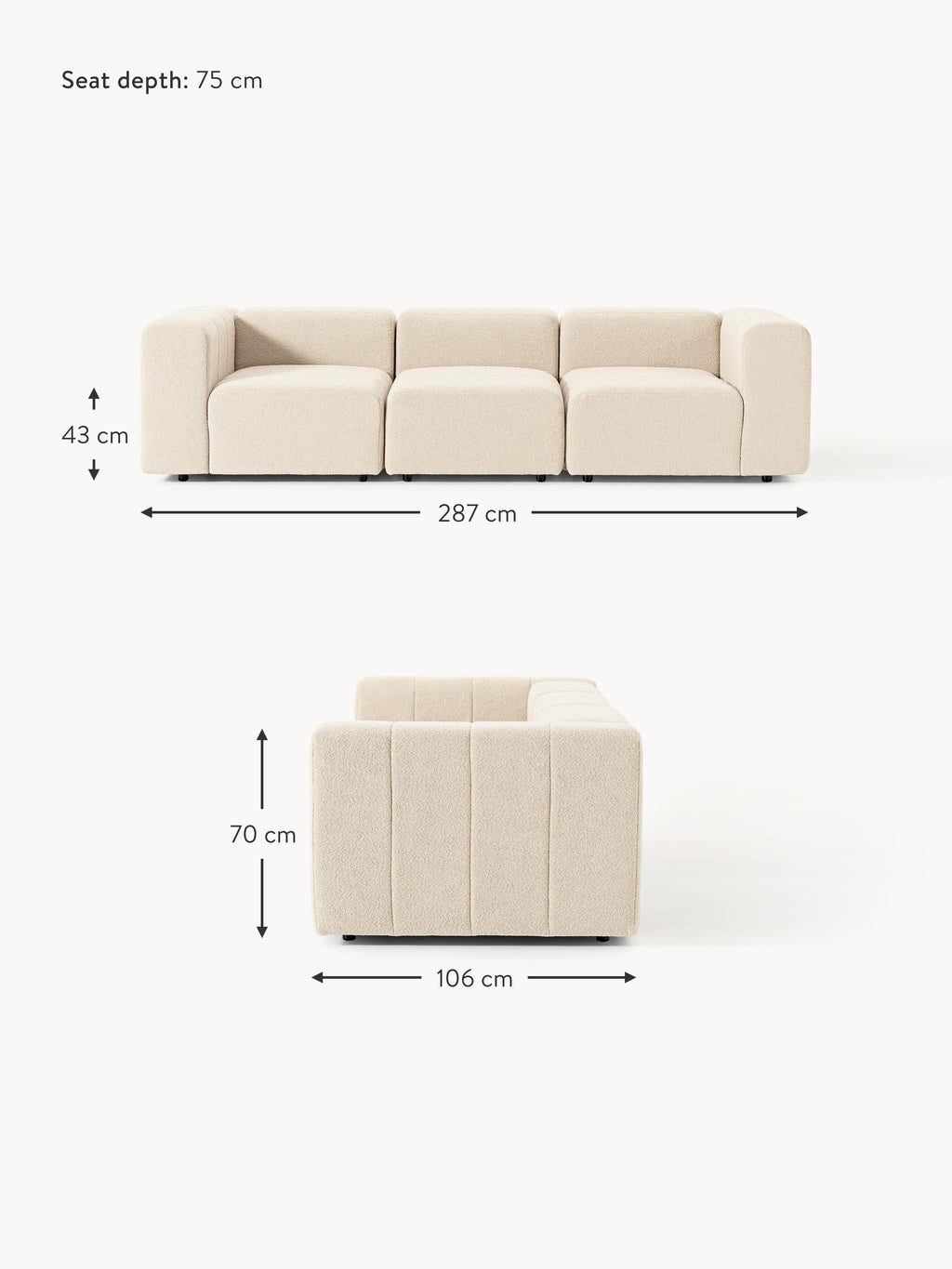 Lena Bouclé Modular Sofa (4-seater)