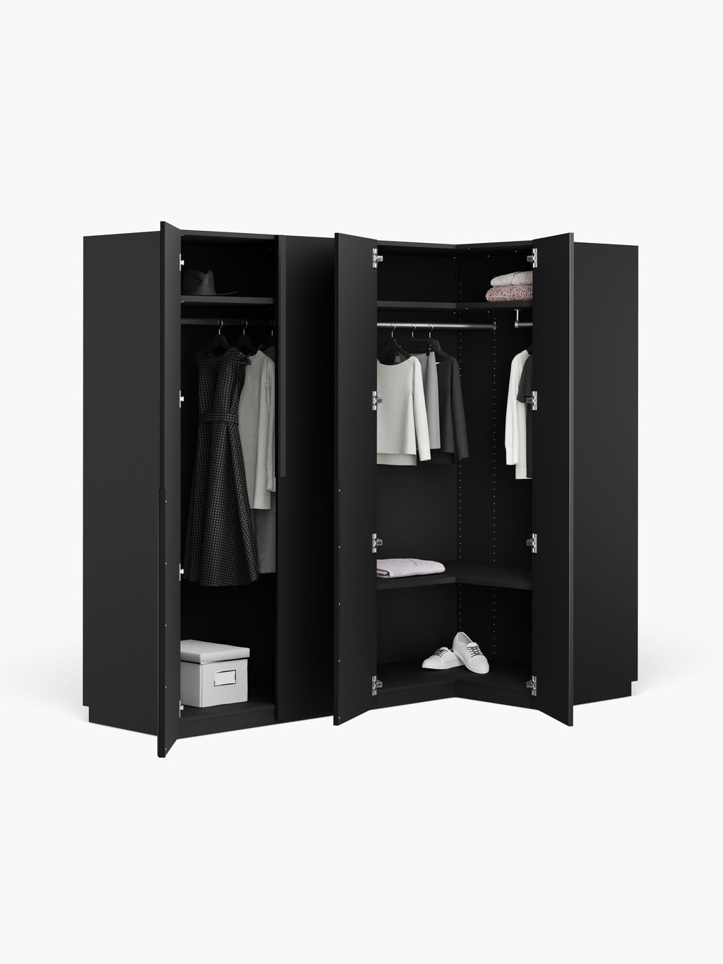 Leon Modular Corner Wardrobe, 215 cm Wide, in various sizes