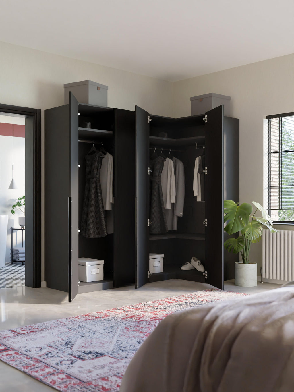 Leon Modular Corner Wardrobe, 215 cm Wide, in various sizes
