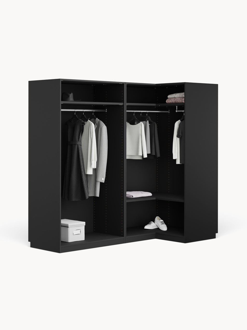 Leon Modular Corner Wardrobe, 215 cm Wide, in various sizes