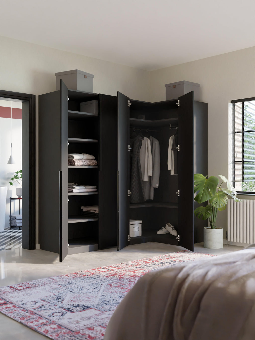 Leon Modular Corner Wardrobe, 215 cm Wide, in various sizes