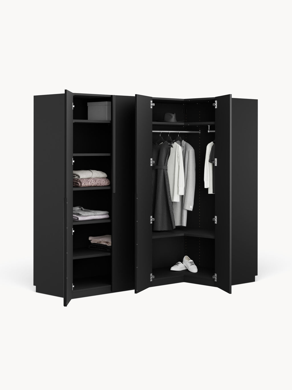Leon Modular Corner Wardrobe, 215 cm Wide, in various sizes