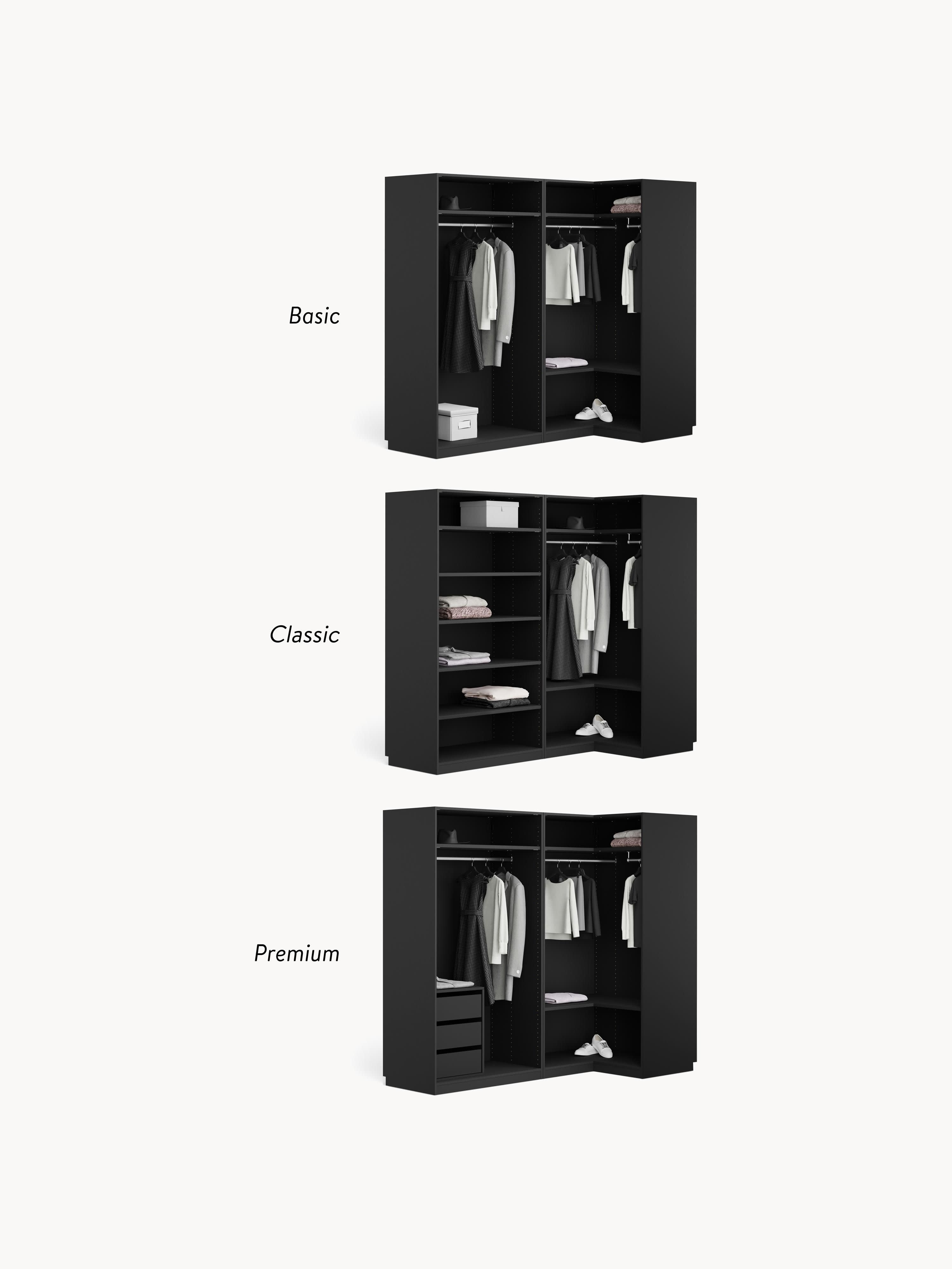 Leon Modular Corner Wardrobe, 215 cm Wide, in various sizes