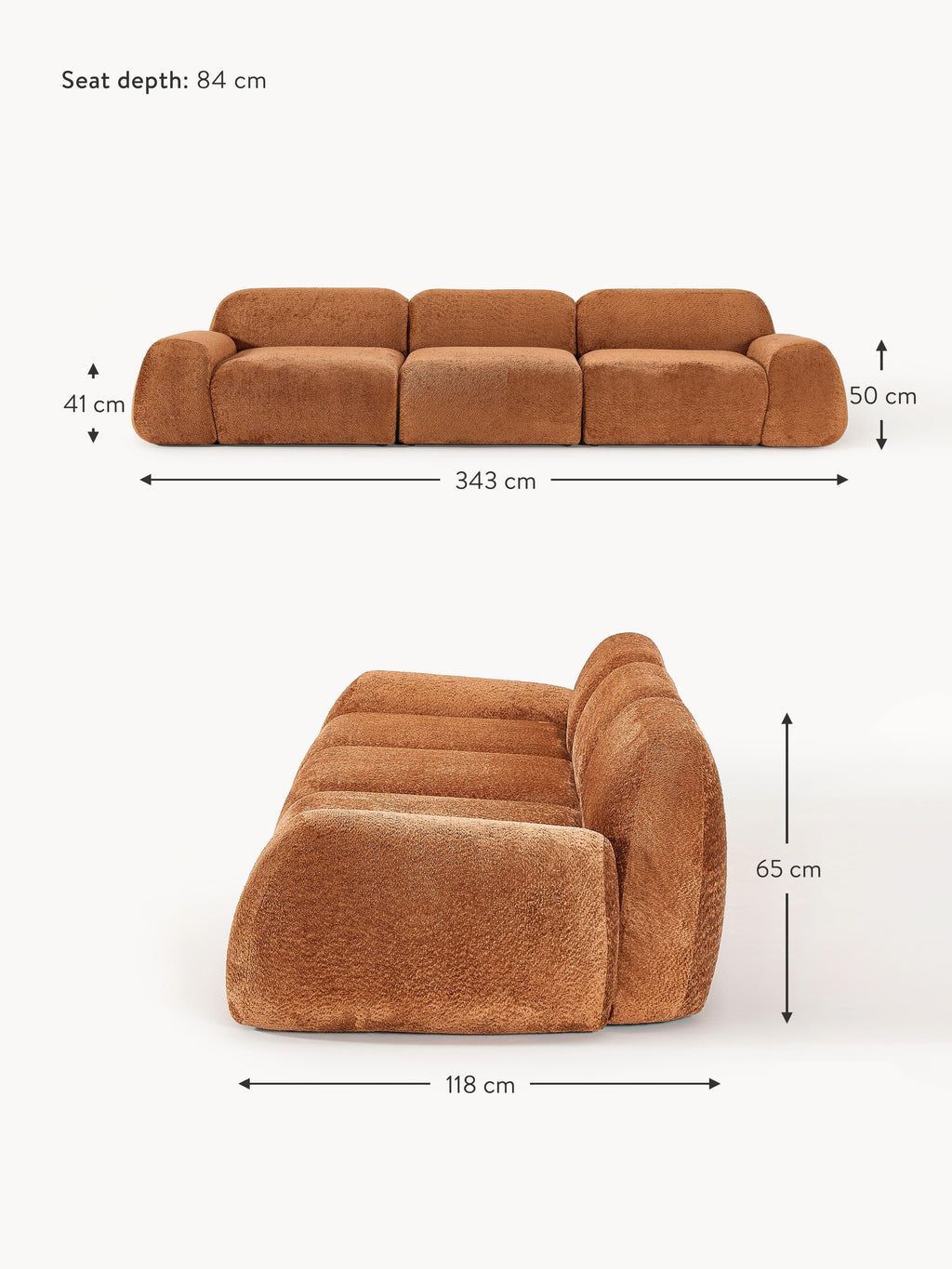 Wolke Modular Teddy Bouclé Sofa (4-seater)
