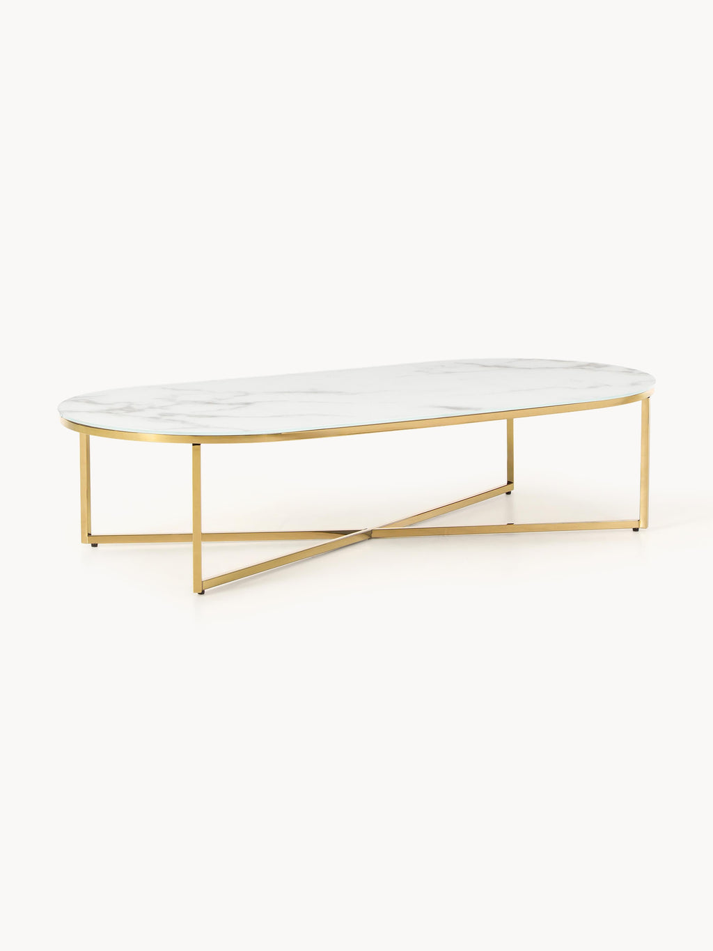 Gallery image 1 - Oval Coffee Table Antigua with Marble Effect Glass Top