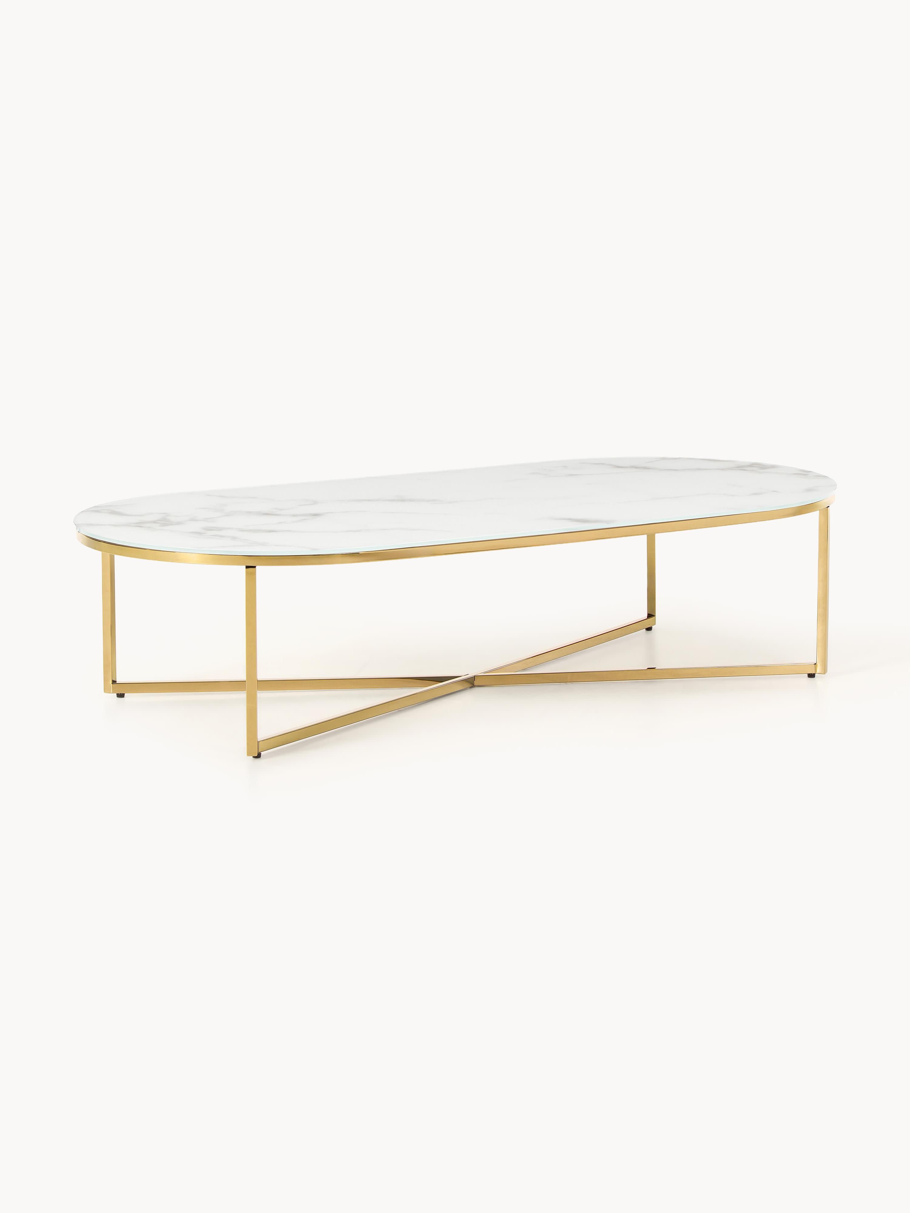 Gallery image 1 - Oval Coffee Table Antigua with Marble Effect Glass Top