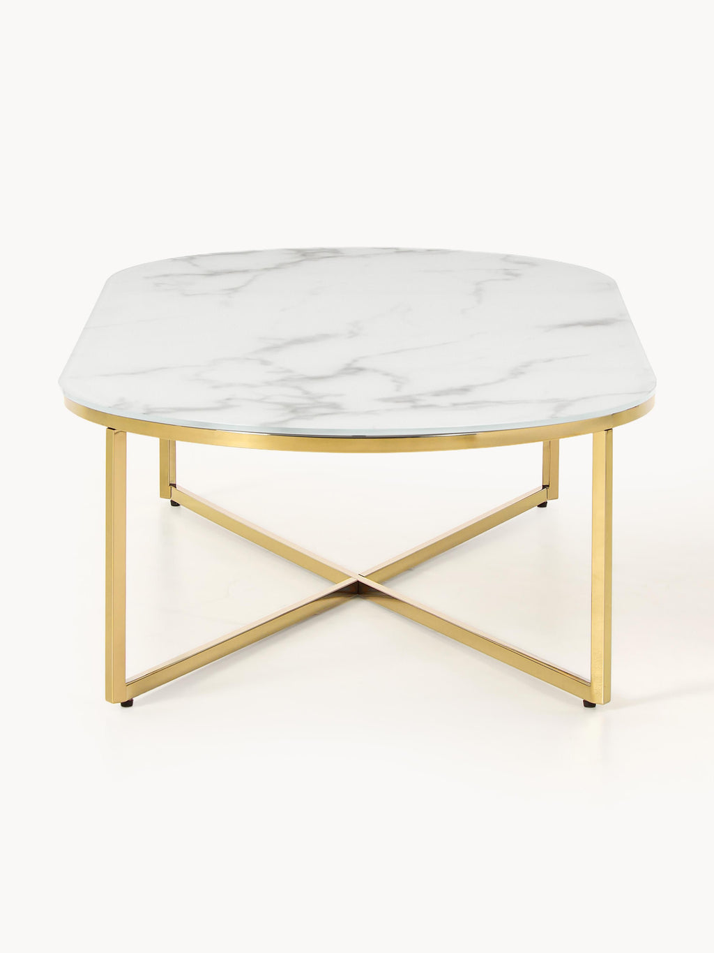 Antigua Oval Coffee Table with Marble Effect Glass Top