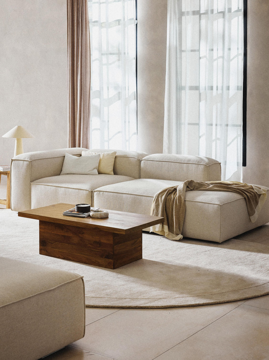 Lennon Linen Blend Modular Ottoman