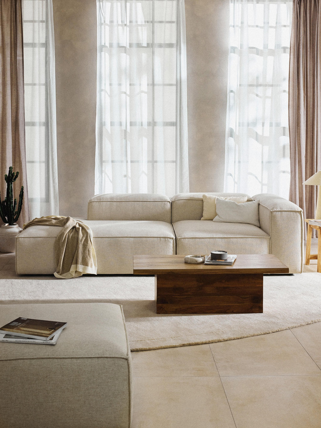Lennon Linen Blend Modular Ottoman