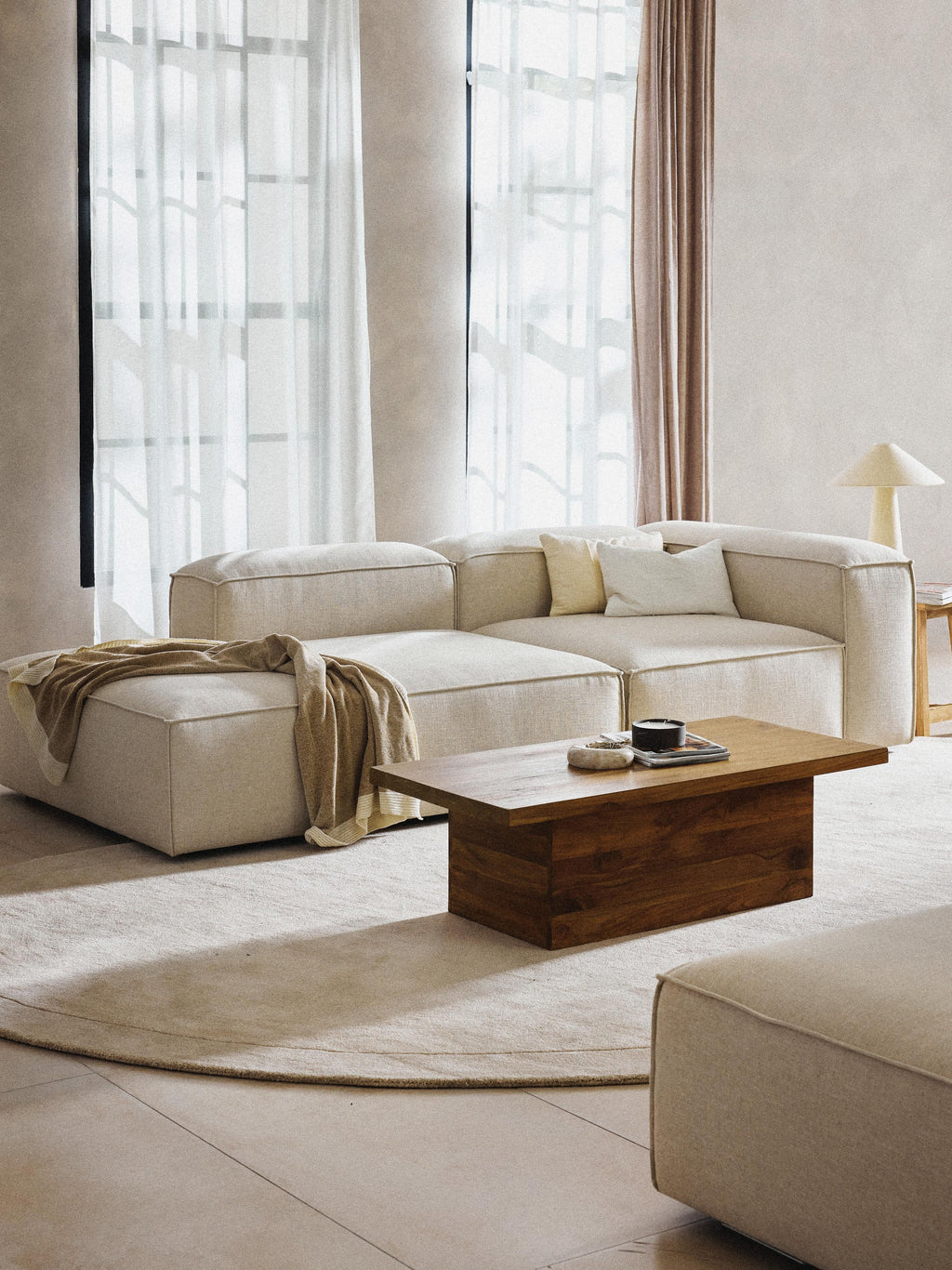 Lennon Linen Blend Modular Ottoman