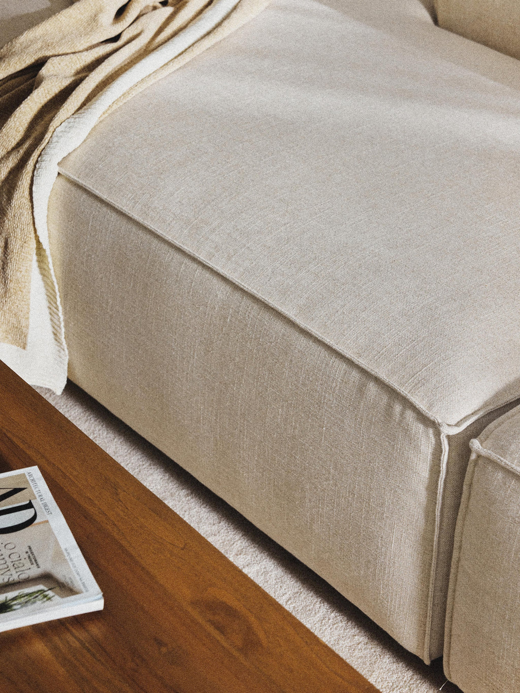 Lennon Linen Blend Modular Ottoman