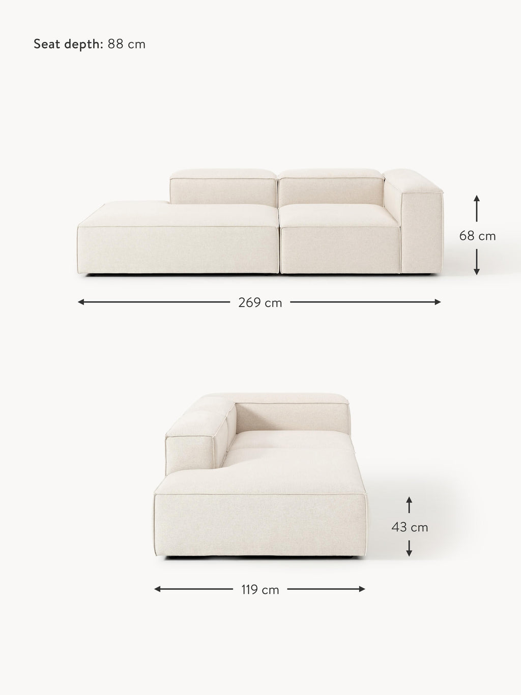 Lennon Linen Blend Modular Ottoman