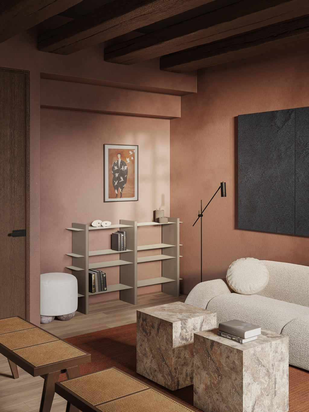 Rami Shelving Unit with Metal Elements