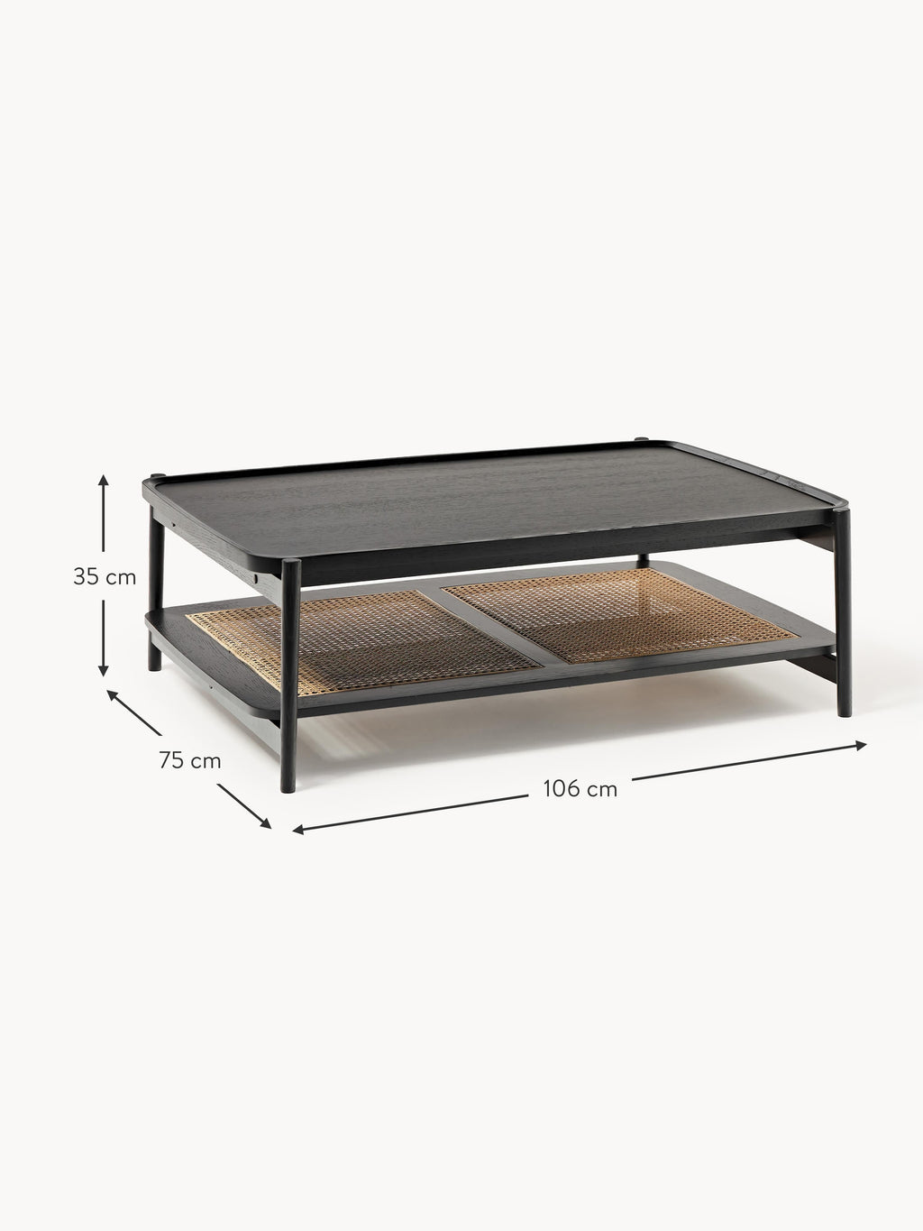 Libby Wooden Coffee Table with Viennese Wickerwork