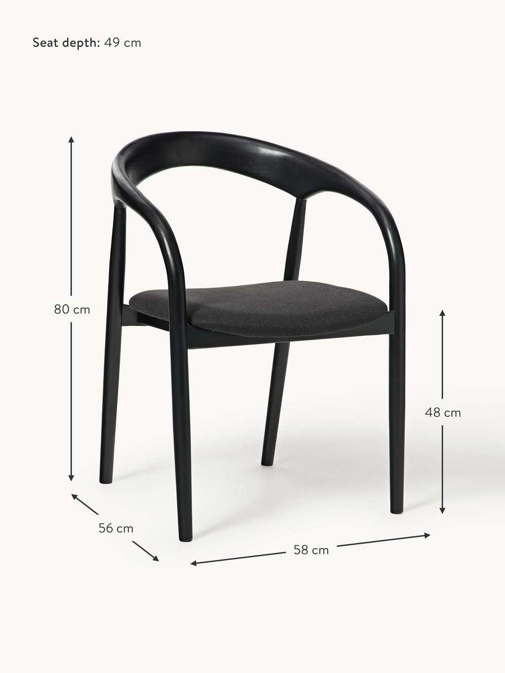 Camille Ash Wood Dining Chair with Seat Cushion