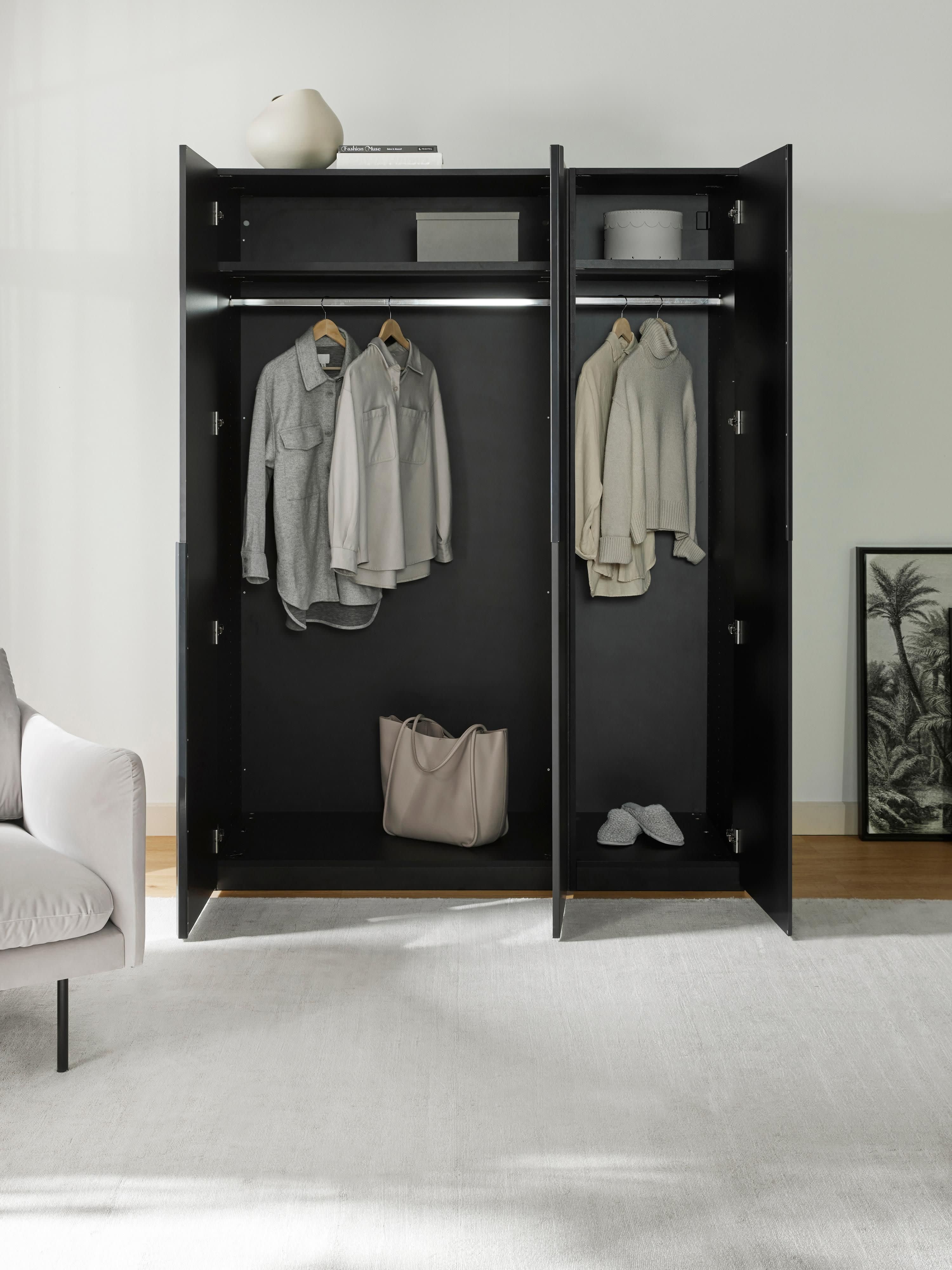 Leon Modular Hinged Door Wardrobe, 150 cm Wide, in various sizes