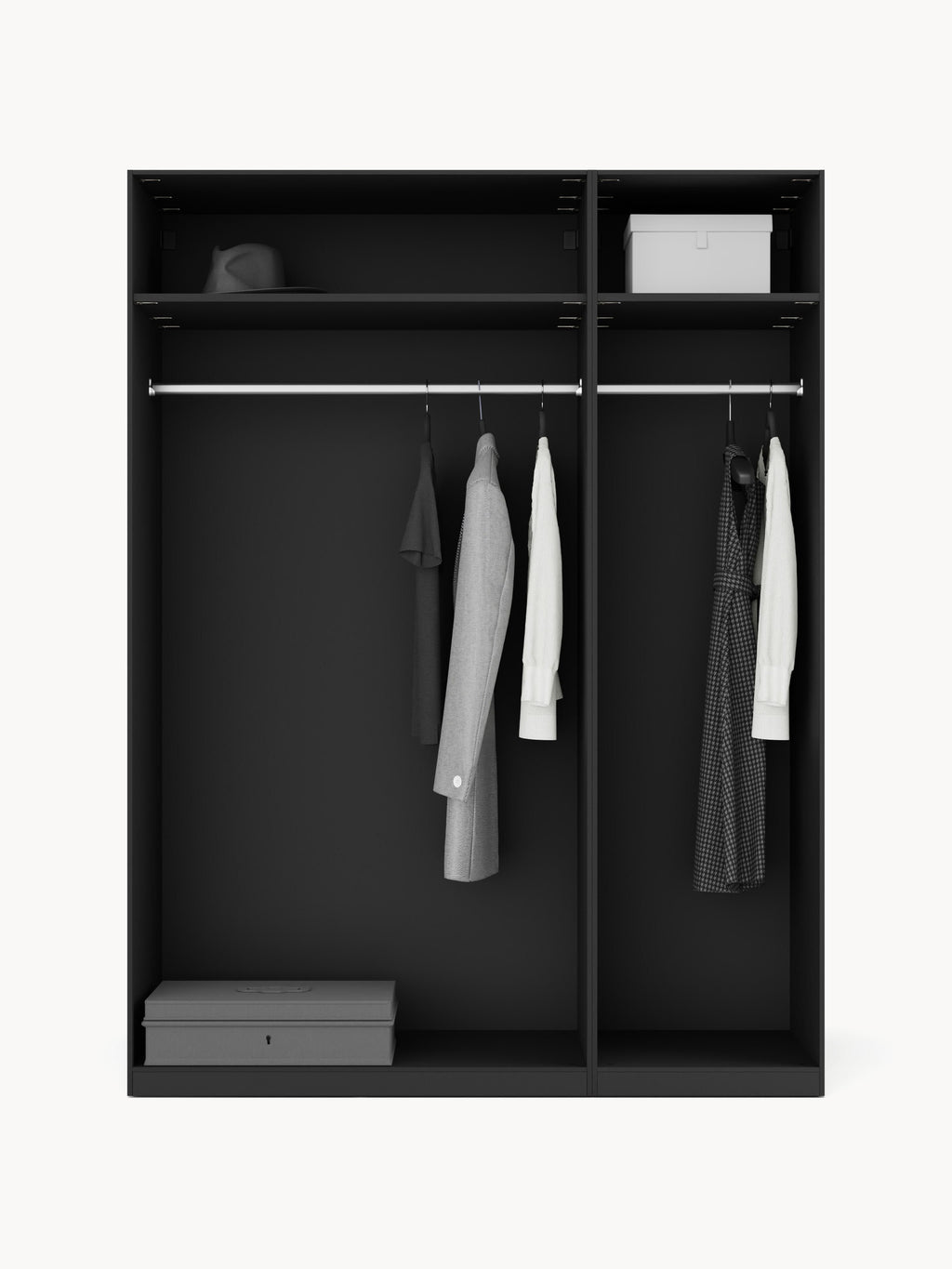 Leon Modular Hinged Door Wardrobe, 150 cm Wide, in various sizes