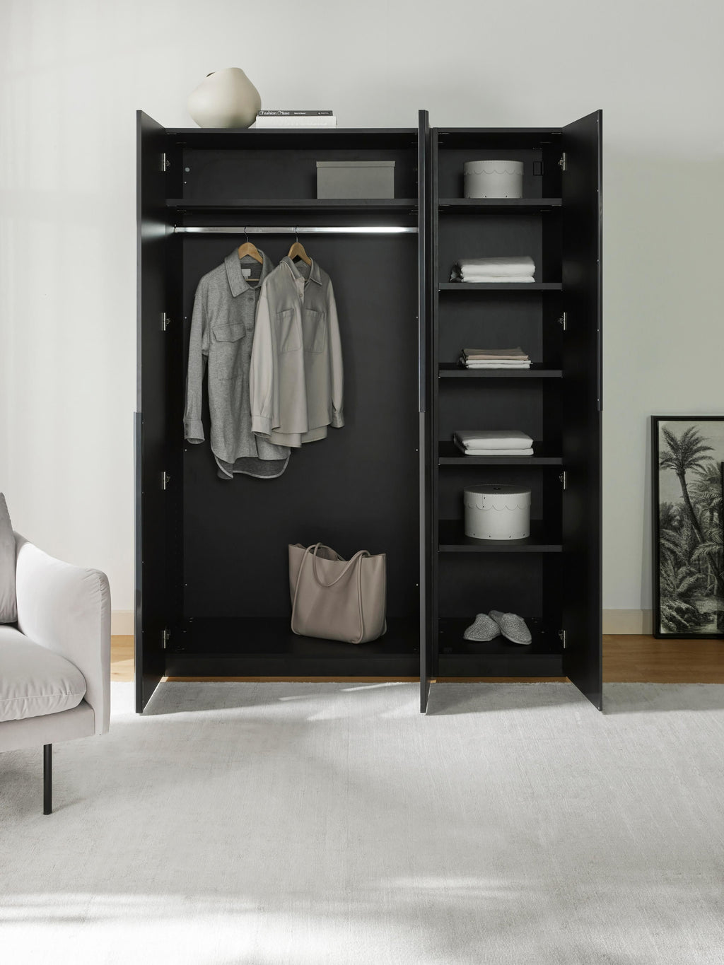 Leon Modular Hinged Door Wardrobe, 150 cm Wide, in various sizes