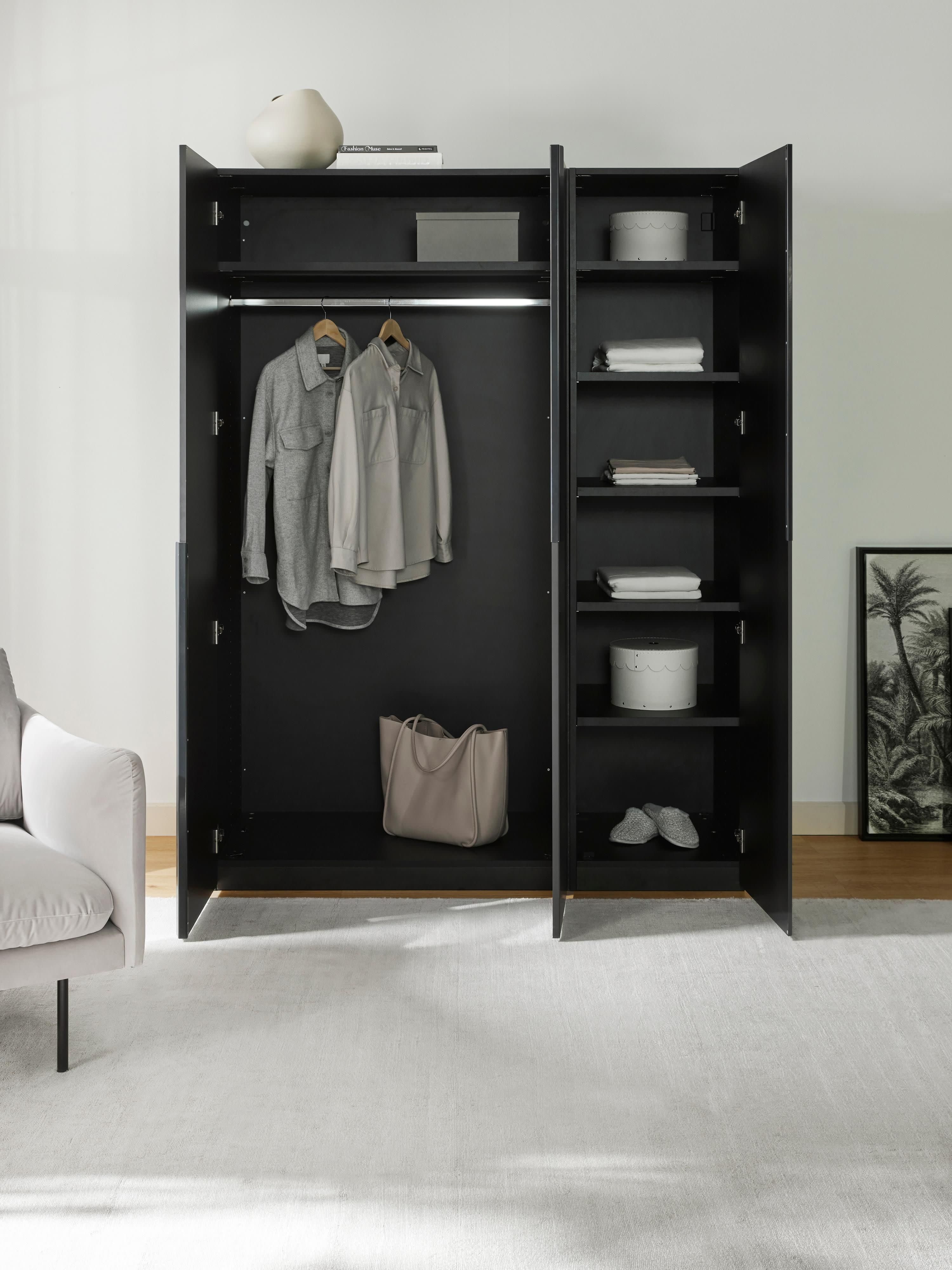 Leon Modular Hinged Door Wardrobe, 150 cm Wide, in various sizes