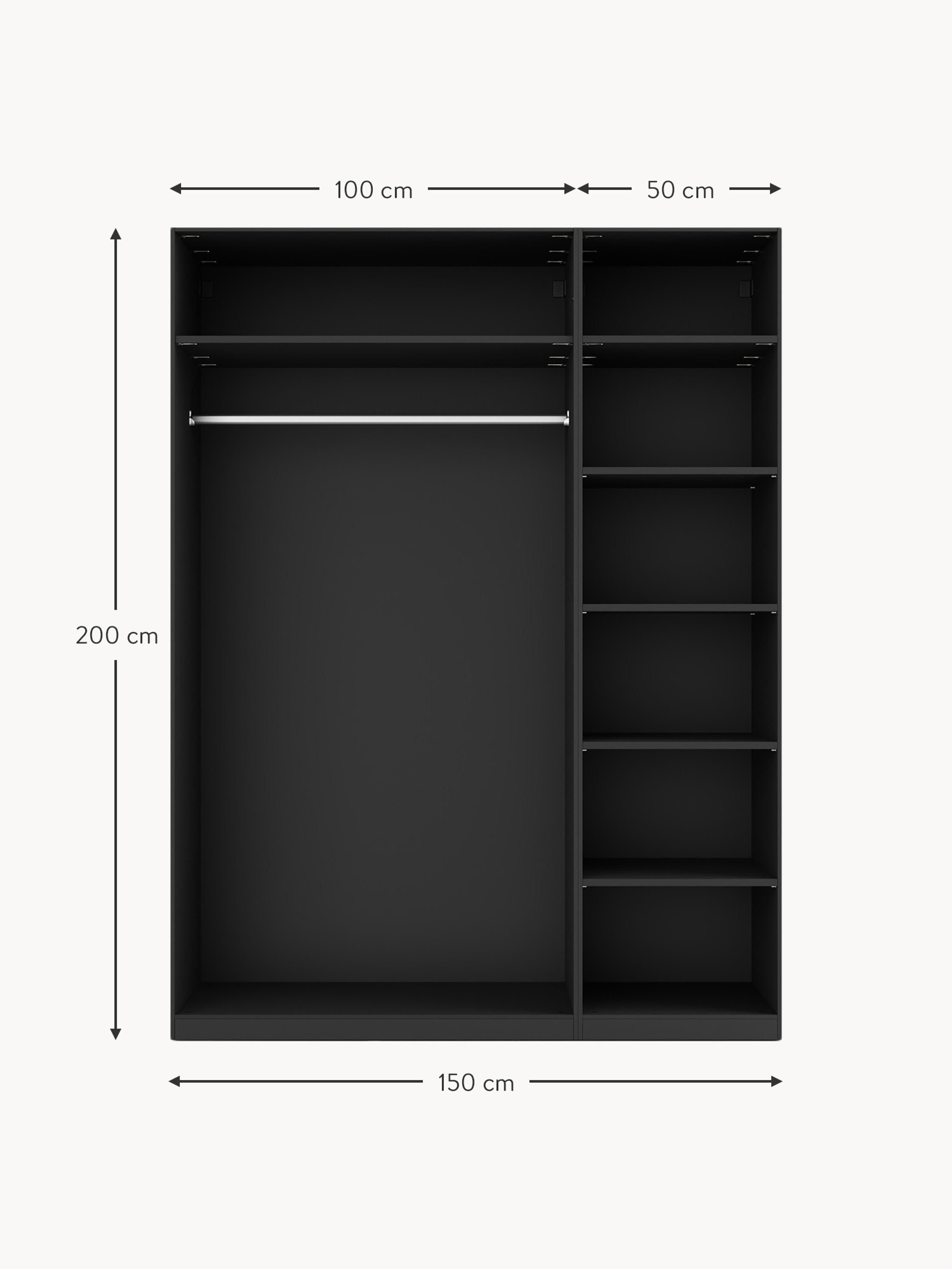 Leon Modular Hinged Door Wardrobe, 150 cm Wide, in various sizes