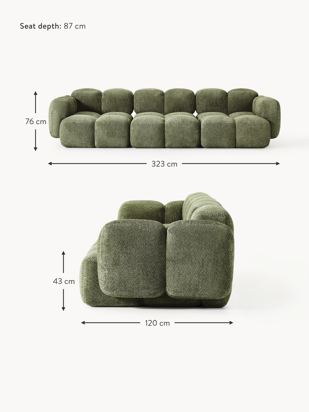 Tayla Modular Teddy-Bouclé Sofa (4-seater)