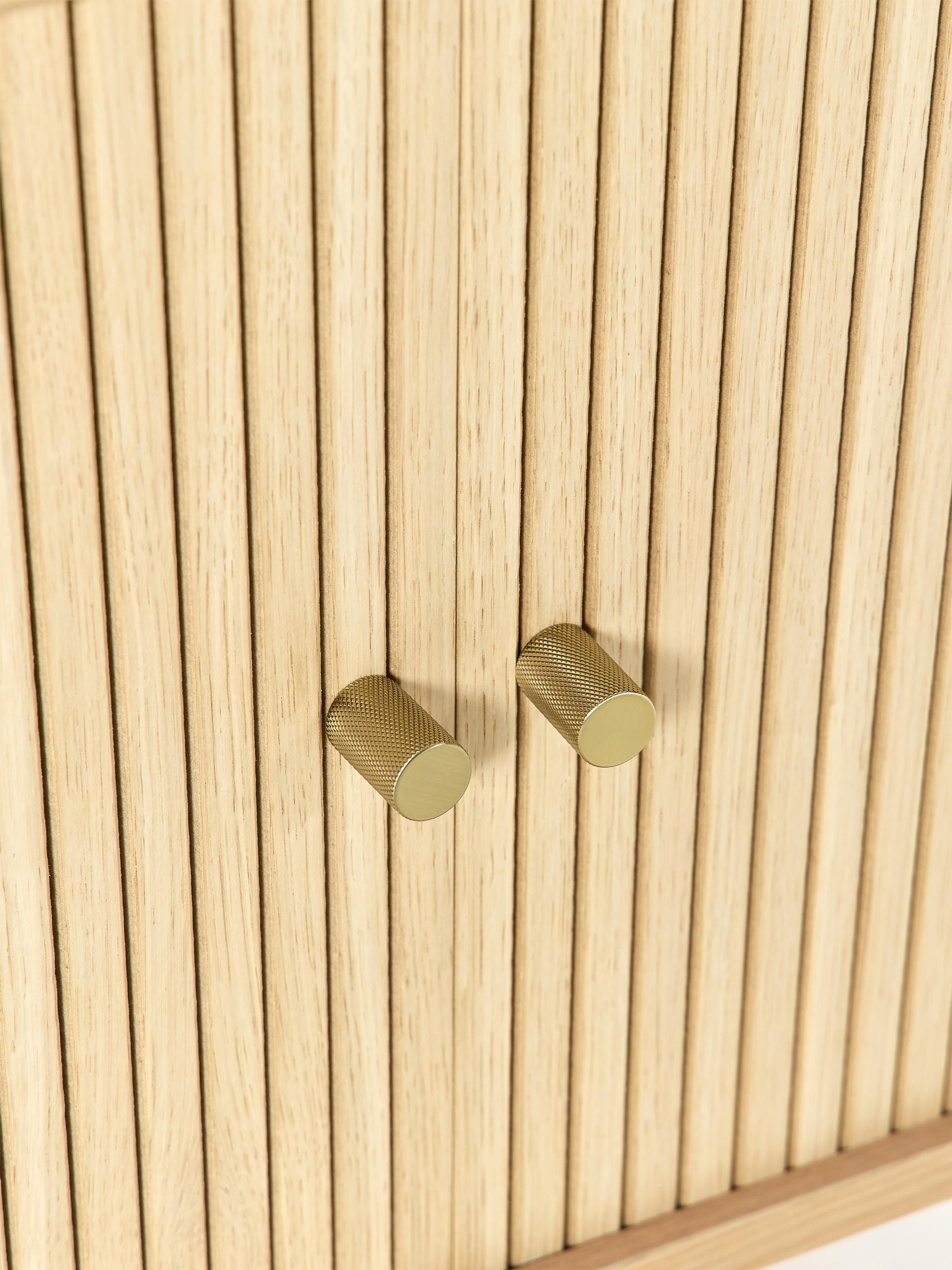 Calary Narrow Shelving Unit with Fluted Front