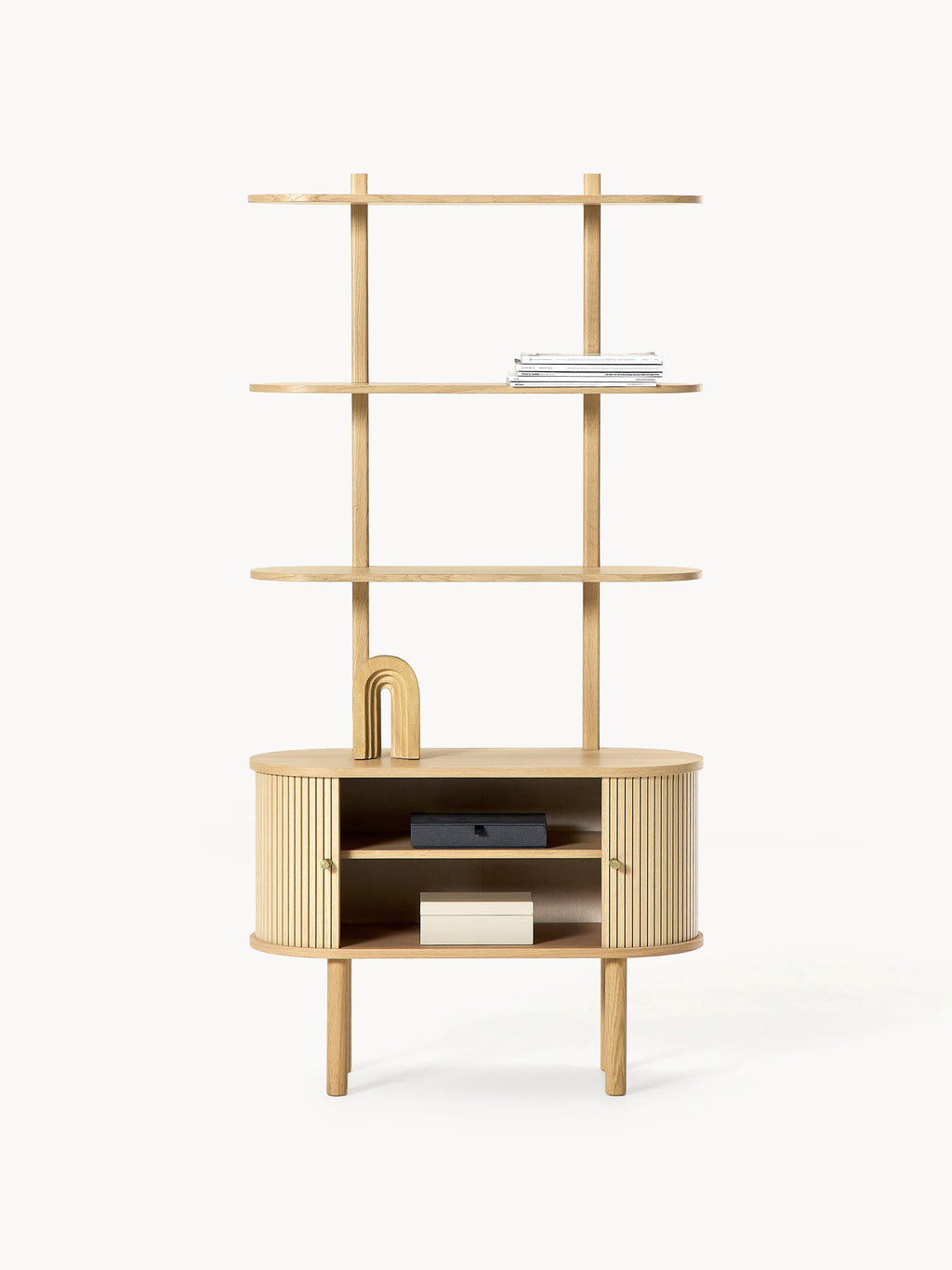 Calary Narrow Shelving Unit with Fluted Front