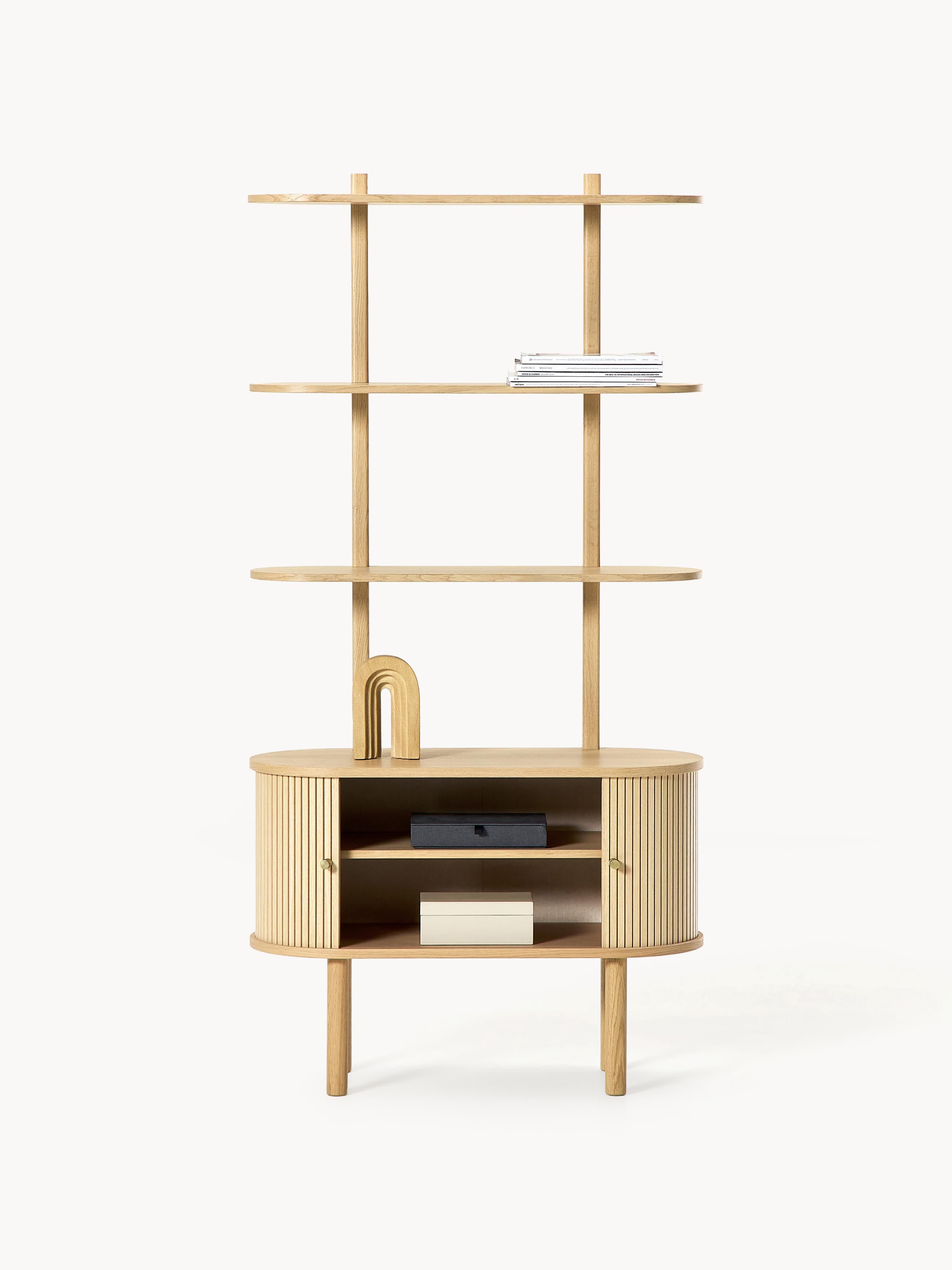 Calary Narrow Shelving Unit with Fluted Front