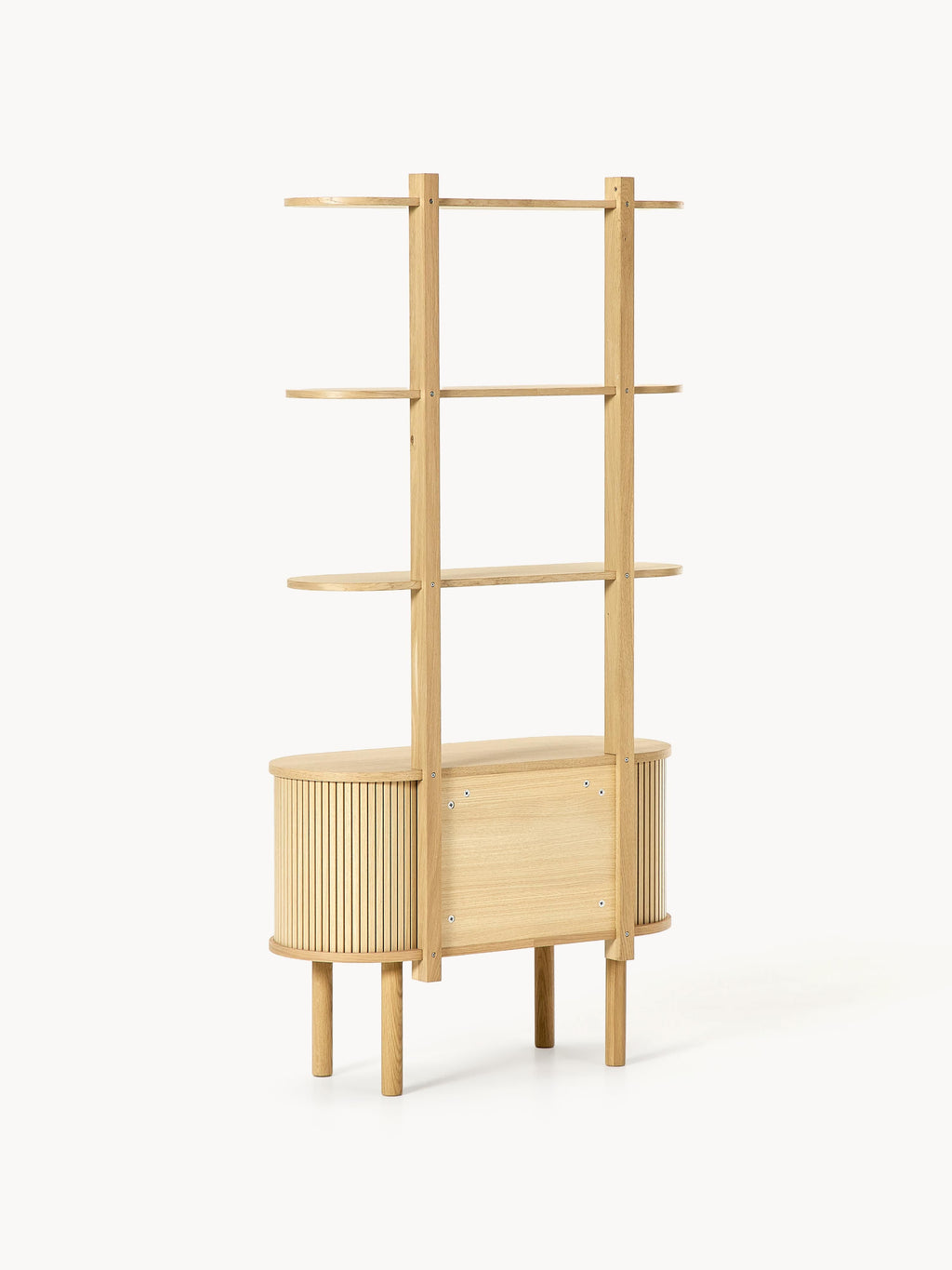Calary Narrow Shelving Unit with Fluted Front