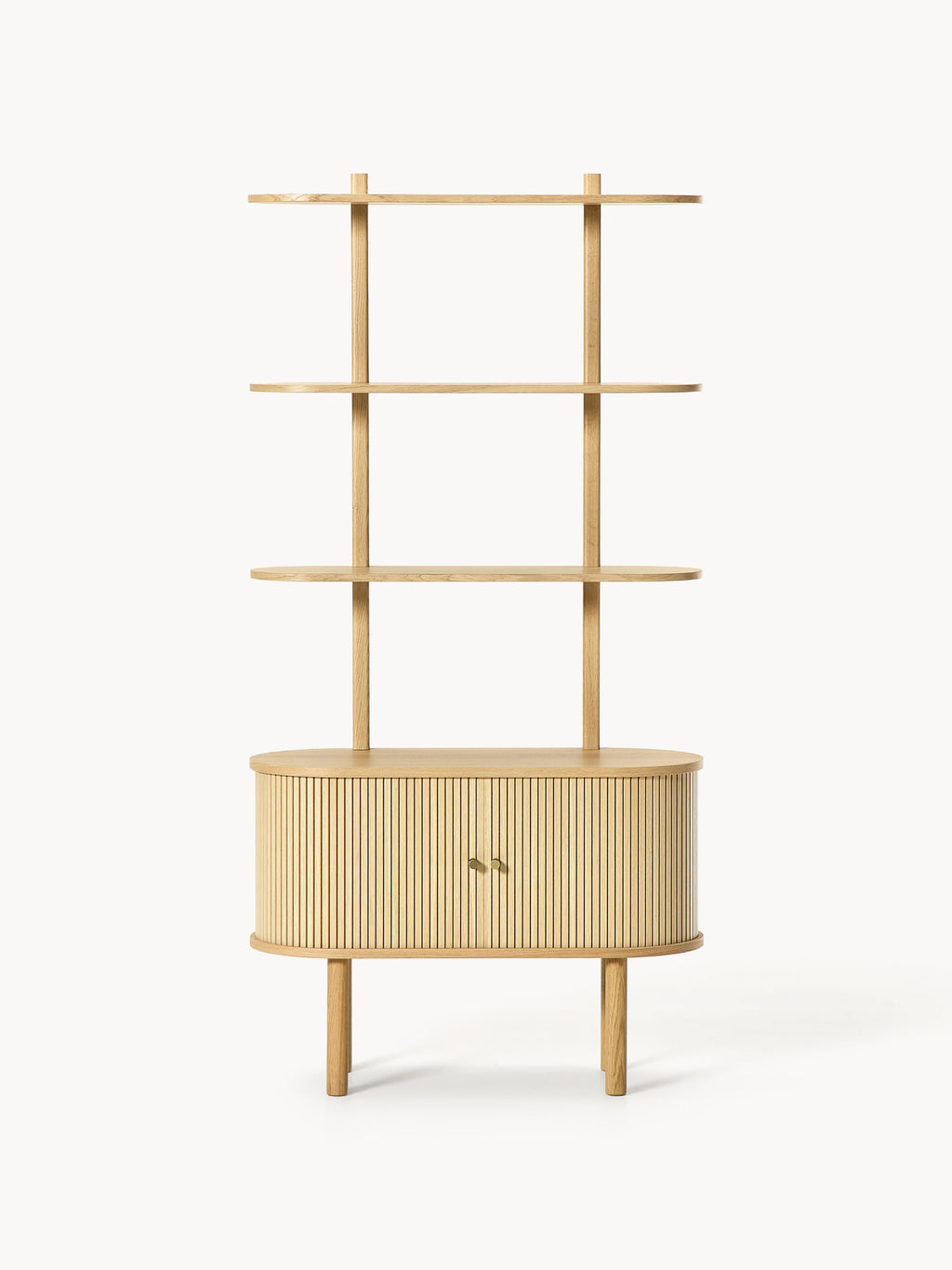 Calary Narrow Shelving Unit with Fluted Front
