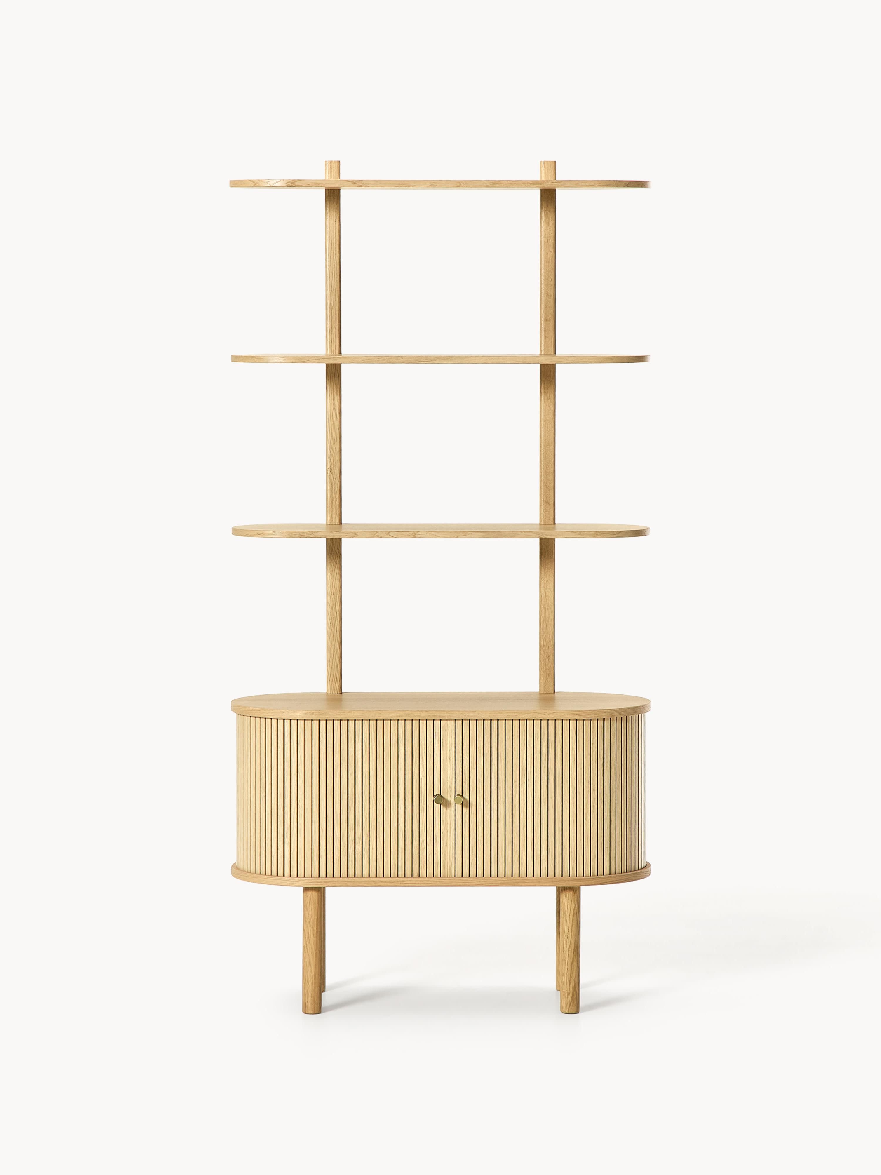 Calary Narrow Shelving Unit with Fluted Front