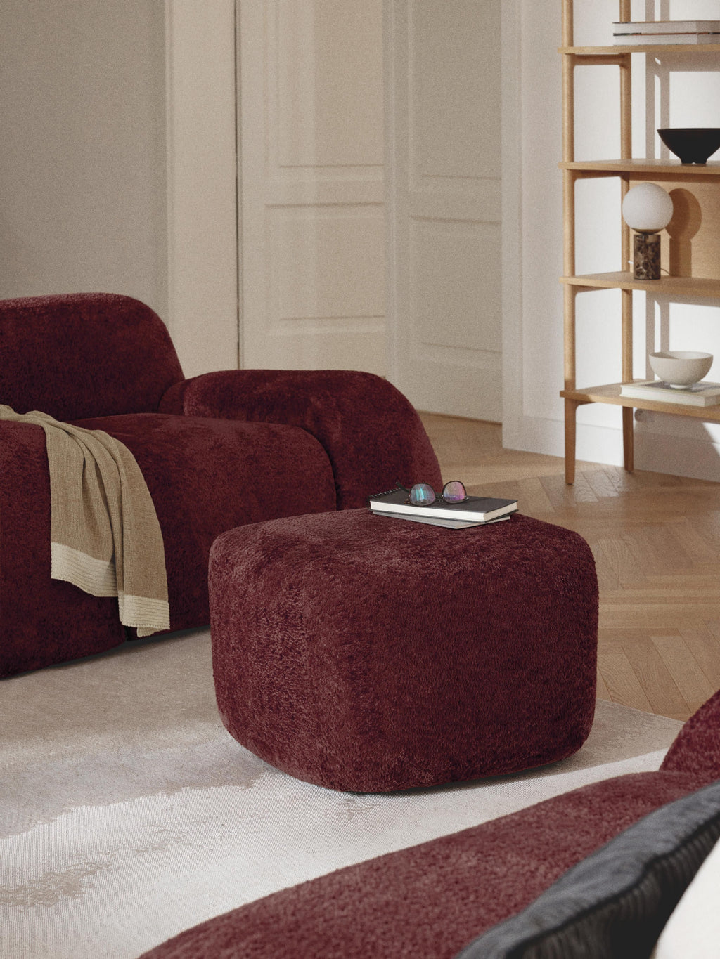 Wolke Teddy-Bouclé Ottoman