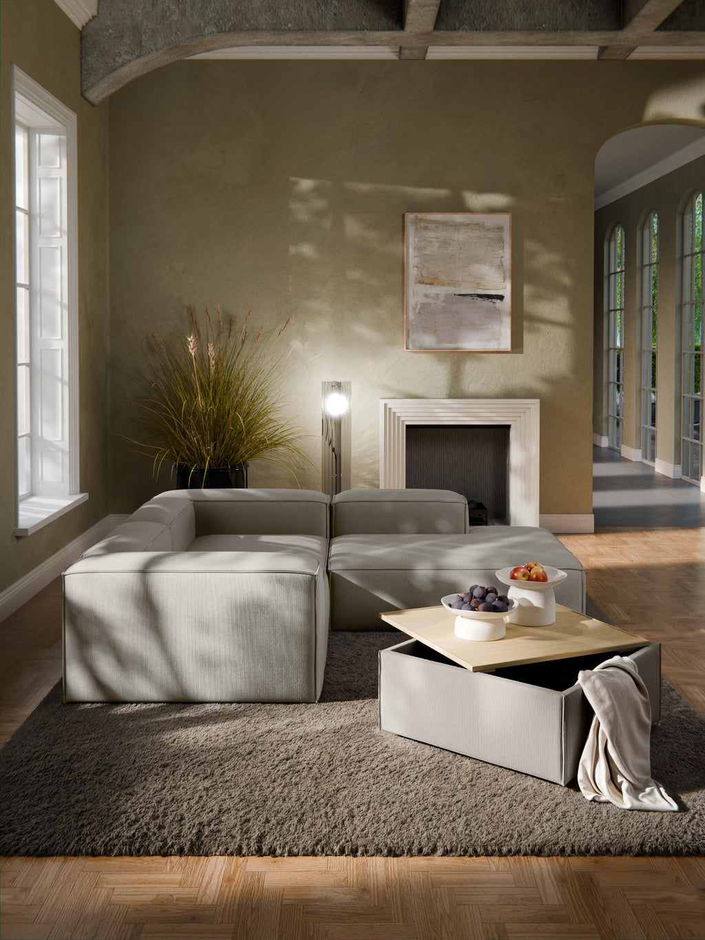 Lennon Corduroy Ottoman with Storage