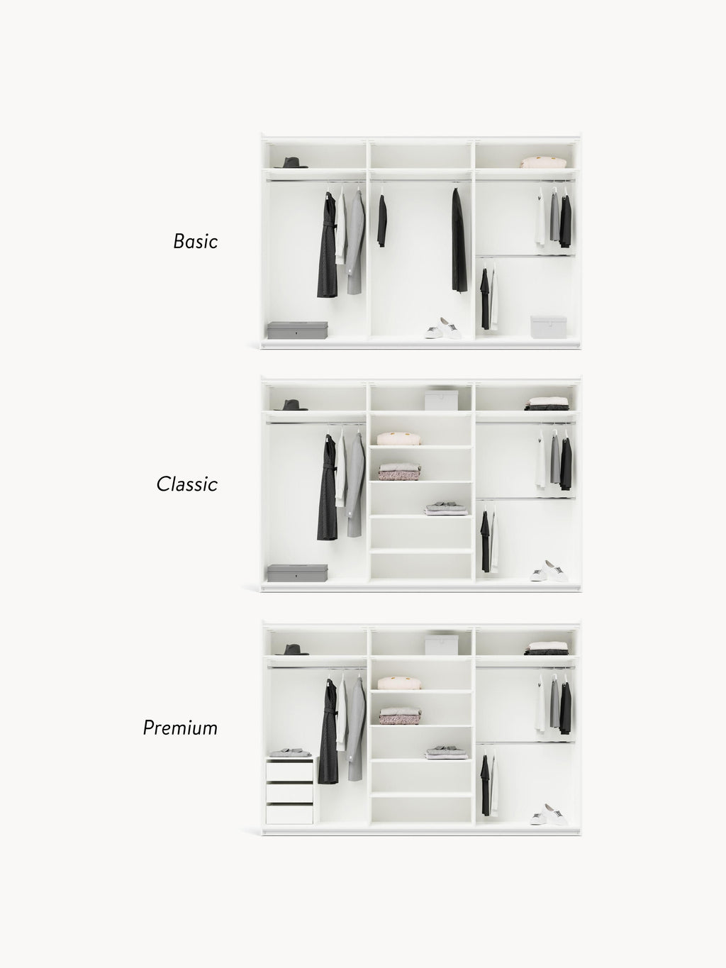 Charlotte Modular Sliding Door Wardrobe, 300 cm Wide, in various sizes