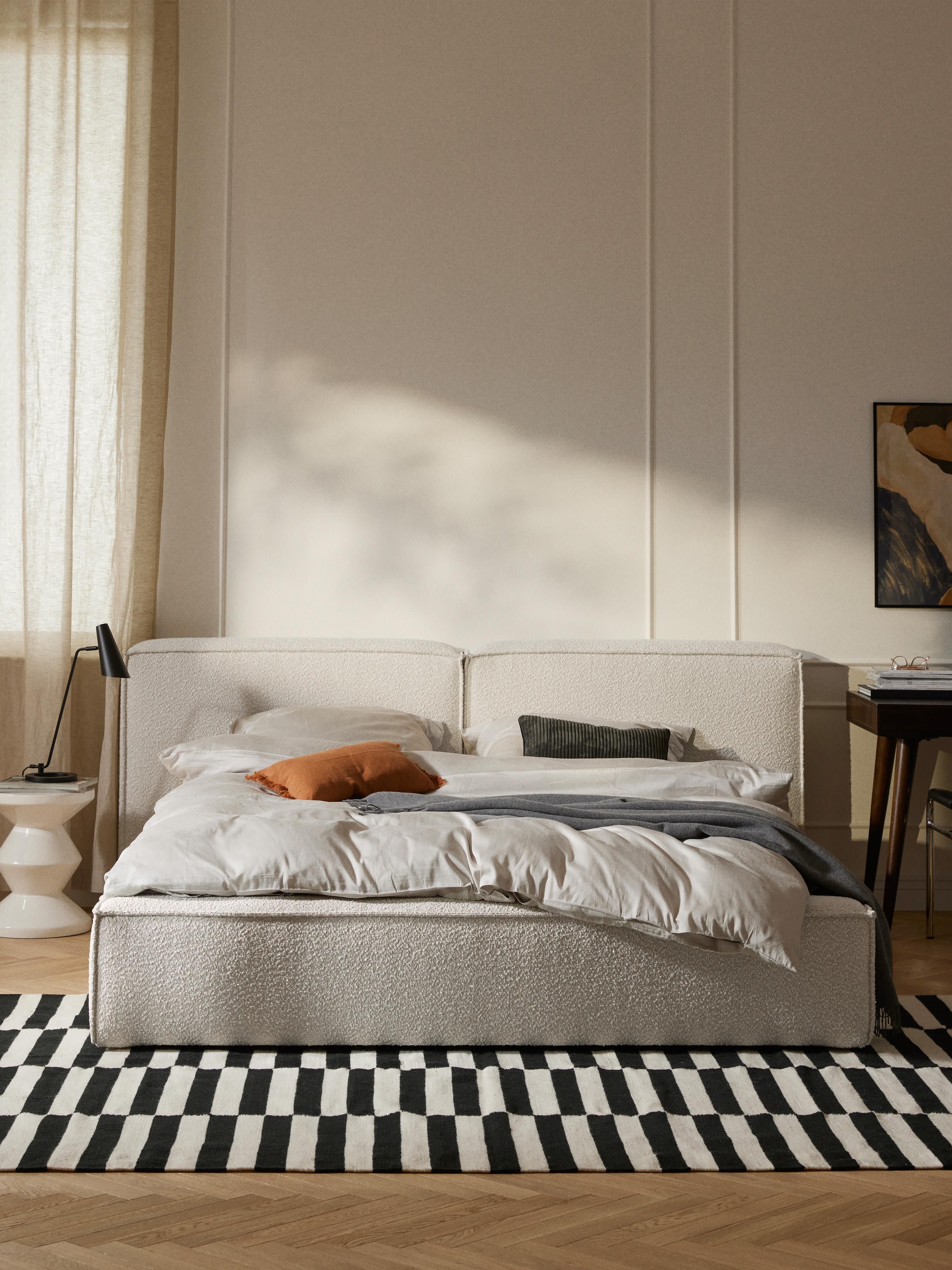 Lennon Upholstered Bouclé Bed with Storage Space